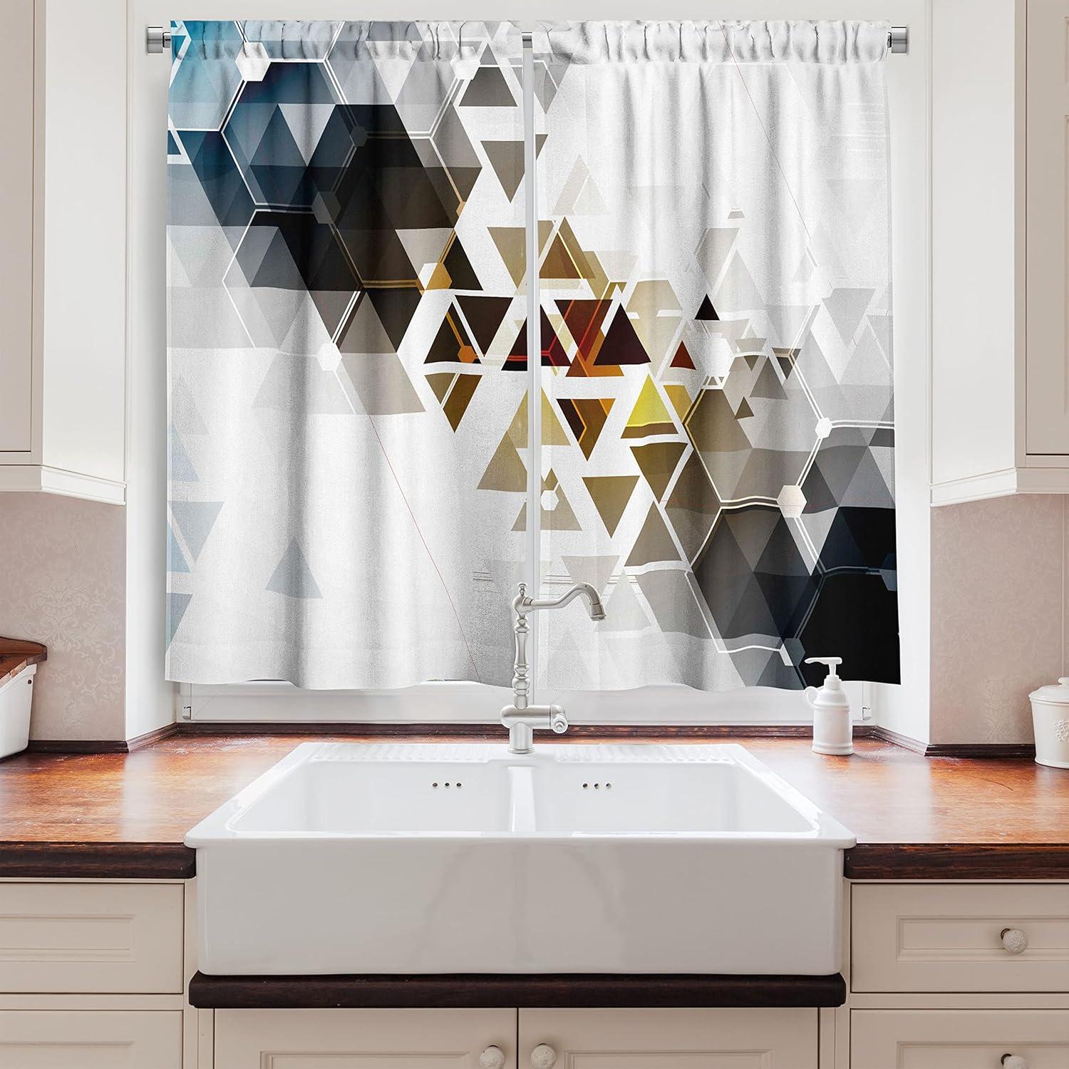 imageAmbesonne Retro Kitchen Curtains Classical Plaid Pattern Scottish Striped Tartan Traditional Graphic Illustration Window Drapes 2 Panel Set for Kitchen Cafe Decor 55quot X 39quot Vermilion BlackBrown Blue