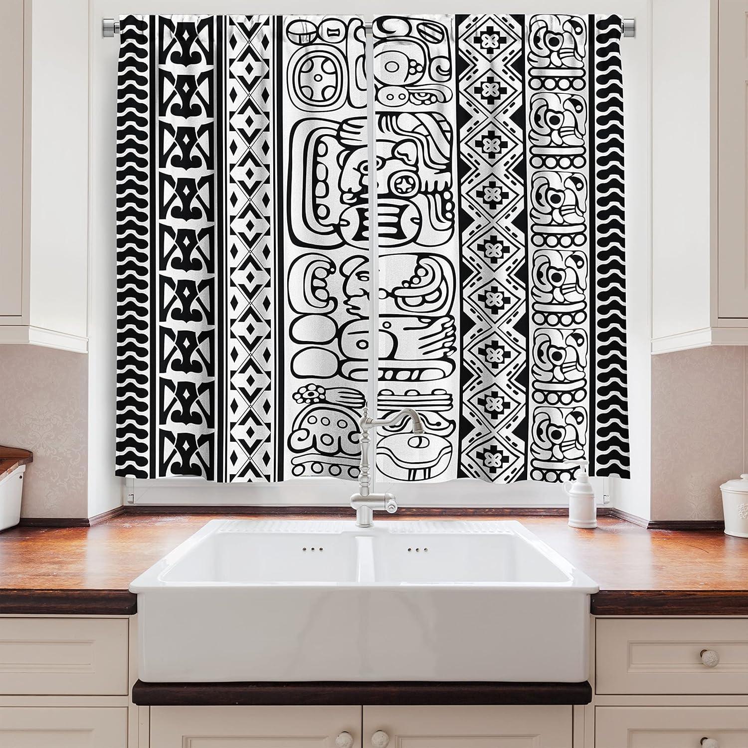 imageAmbesonne Retro Kitchen Curtains Classical Plaid Pattern Scottish Striped Tartan Traditional Graphic Illustration Window Drapes 2 Panel Set for Kitchen Cafe Decor 55quot X 39quot Vermilion BlackWhite and Black