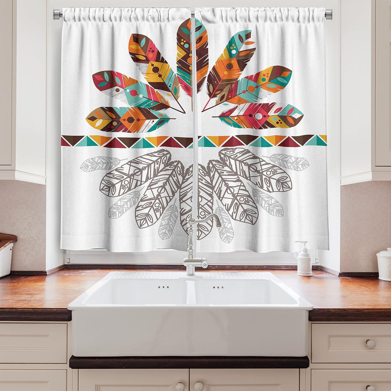 imageAmbesonne Retro Kitchen Curtains Classical Plaid Pattern Scottish Striped Tartan Traditional Graphic Illustration Window Drapes 2 Panel Set for Kitchen Cafe Decor 55quot X 39quot Vermilion BlackBrown Orange