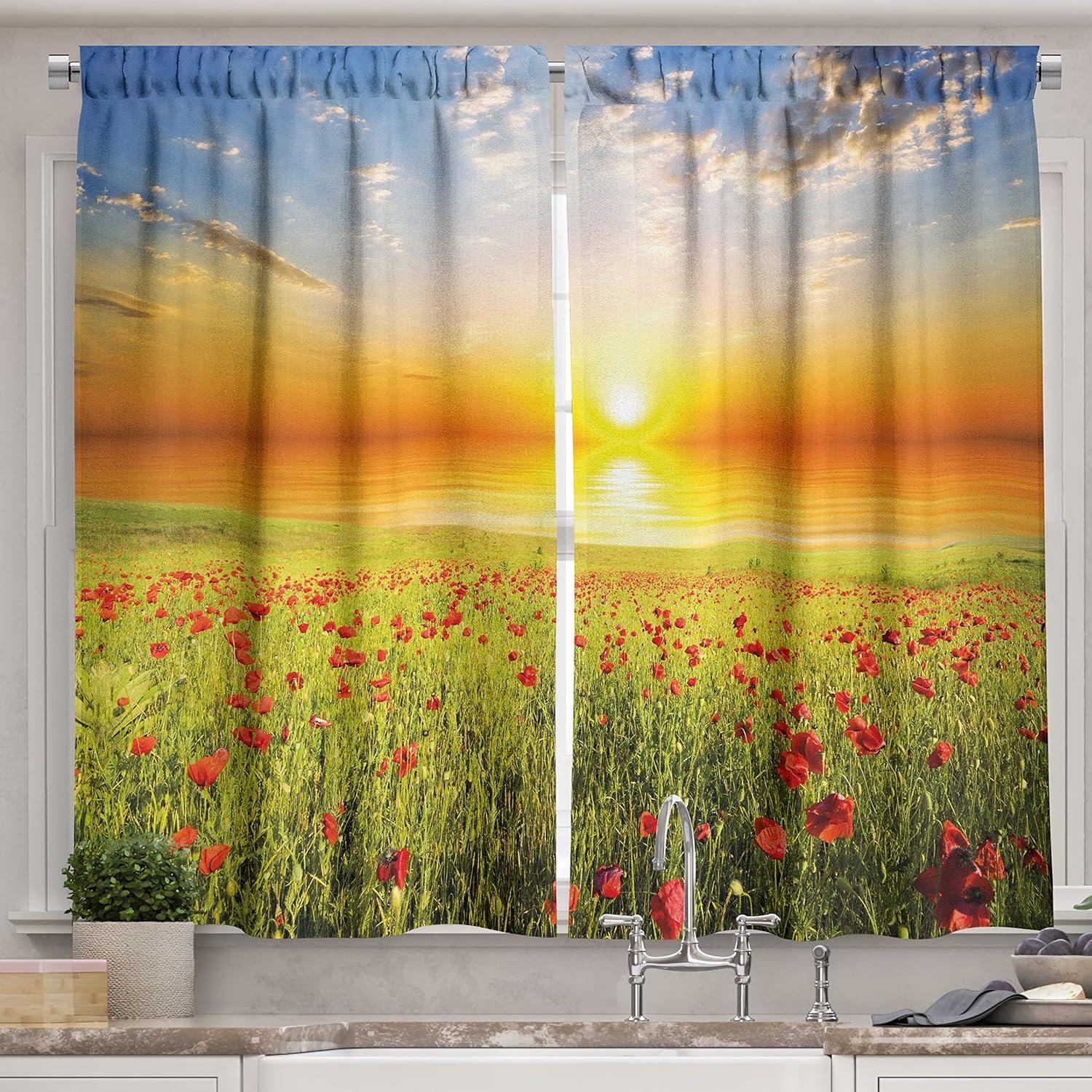 imageAmbesonne Retro Kitchen Curtains Classical Plaid Pattern Scottish Striped Tartan Traditional Graphic Illustration Window Drapes 2 Panel Set for Kitchen Cafe Decor 55quot X 39quot Vermilion BlackOrange Green