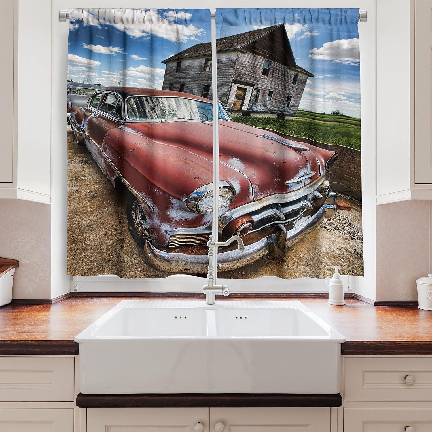 imageAmbesonne Retro Kitchen Curtains Classical Plaid Pattern Scottish Striped Tartan Traditional Graphic Illustration Window Drapes 2 Panel Set for Kitchen Cafe Decor 55quot X 39quot Vermilion BlackSky Blue and Red