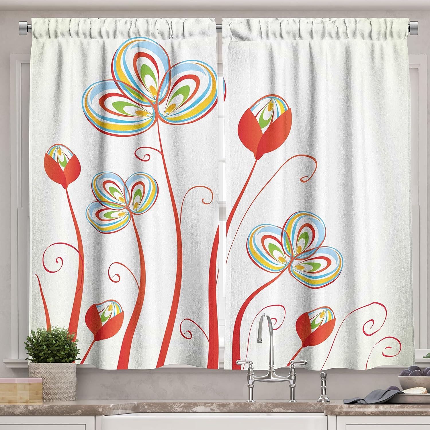 imageAmbesonne Retro Kitchen Curtains Classical Plaid Pattern Scottish Striped Tartan Traditional Graphic Illustration Window Drapes 2 Panel Set for Kitchen Cafe Decor 55quot X 39quot Vermilion BlackSky Blue