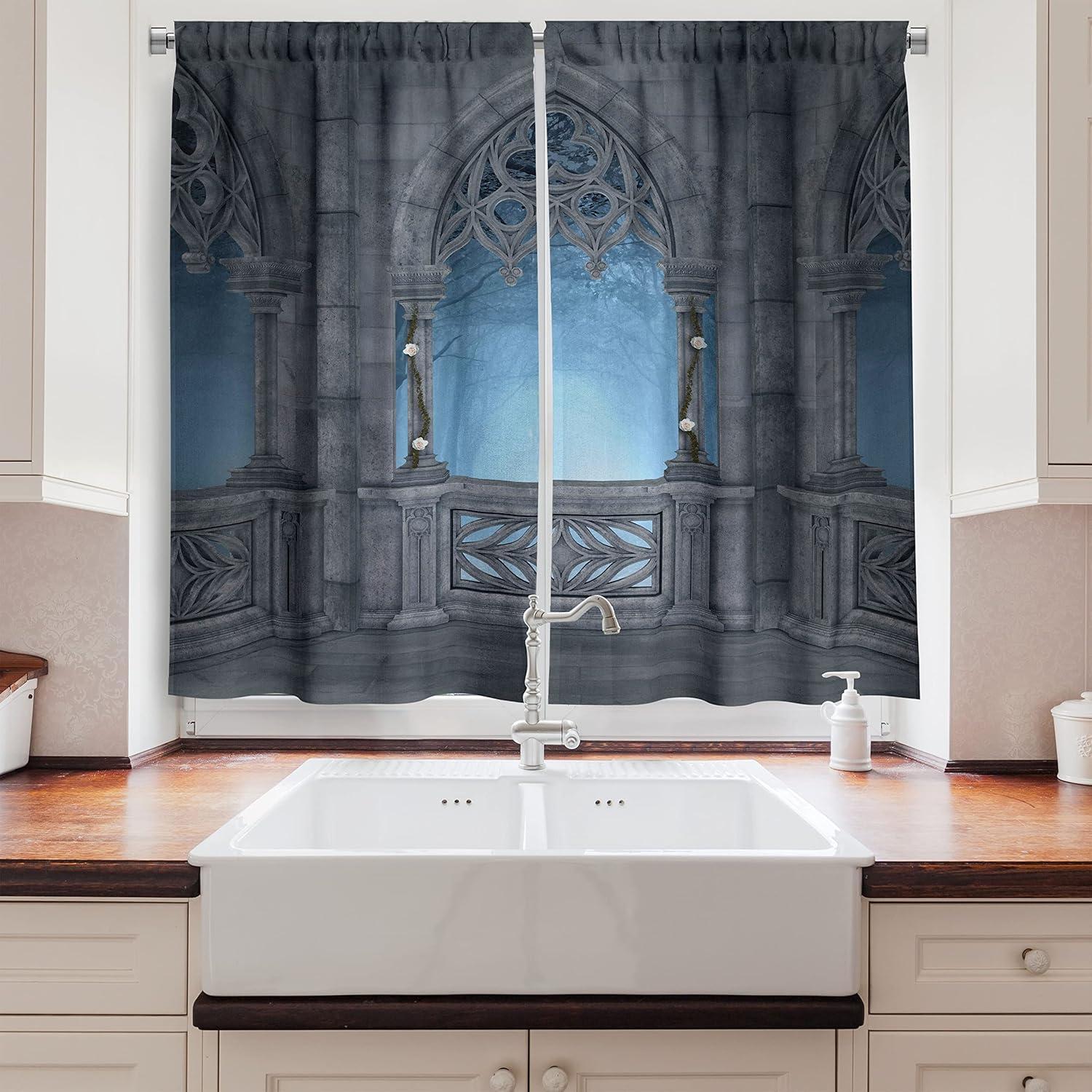 imageAmbesonne Retro Kitchen Curtains Classical Plaid Pattern Scottish Striped Tartan Traditional Graphic Illustration Window Drapes 2 Panel Set for Kitchen Cafe Decor 55quot X 39quot Vermilion BlackGrey Blue