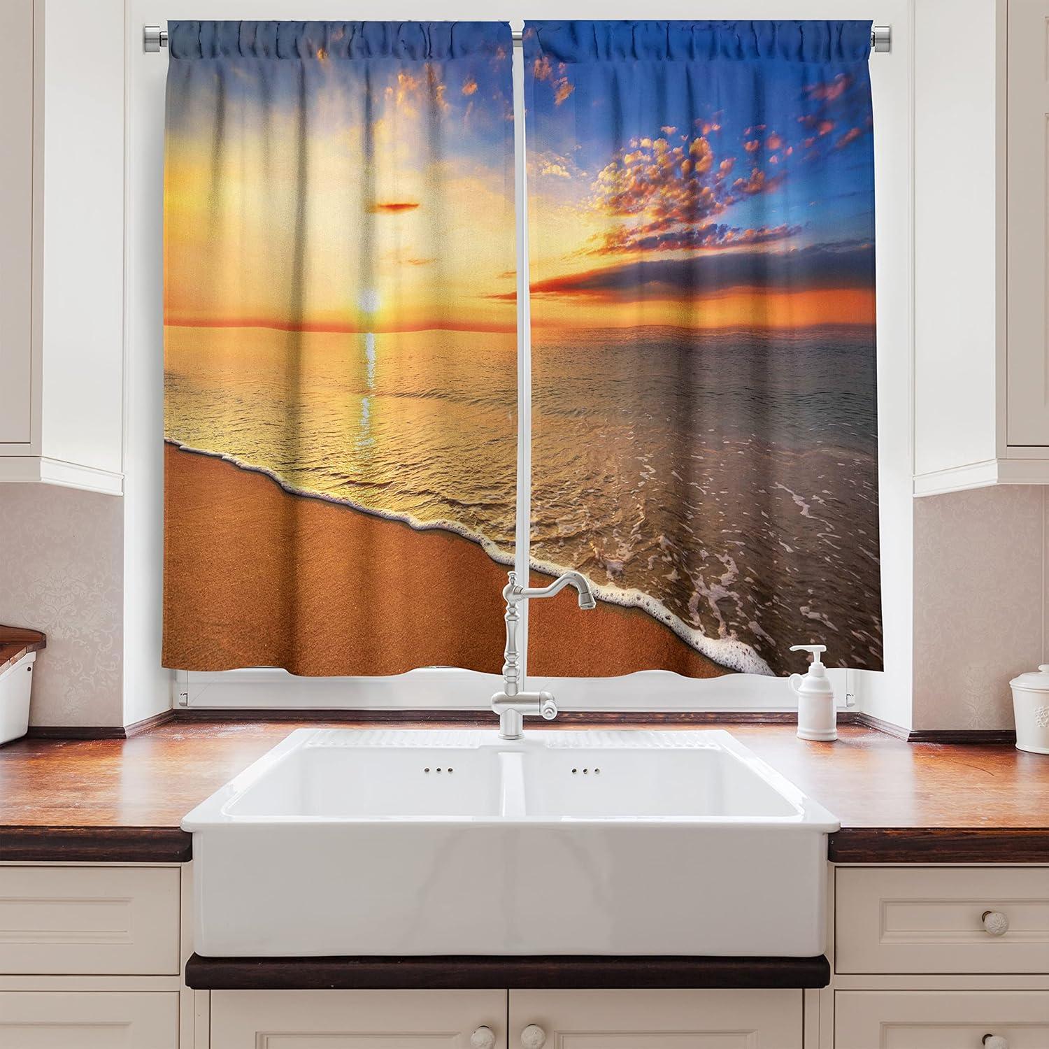 imageAmbesonne Retro Kitchen Curtains Classical Plaid Pattern Scottish Striped Tartan Traditional Graphic Illustration Window Drapes 2 Panel Set for Kitchen Cafe Decor 55quot X 39quot Vermilion BlackYellow Ginger