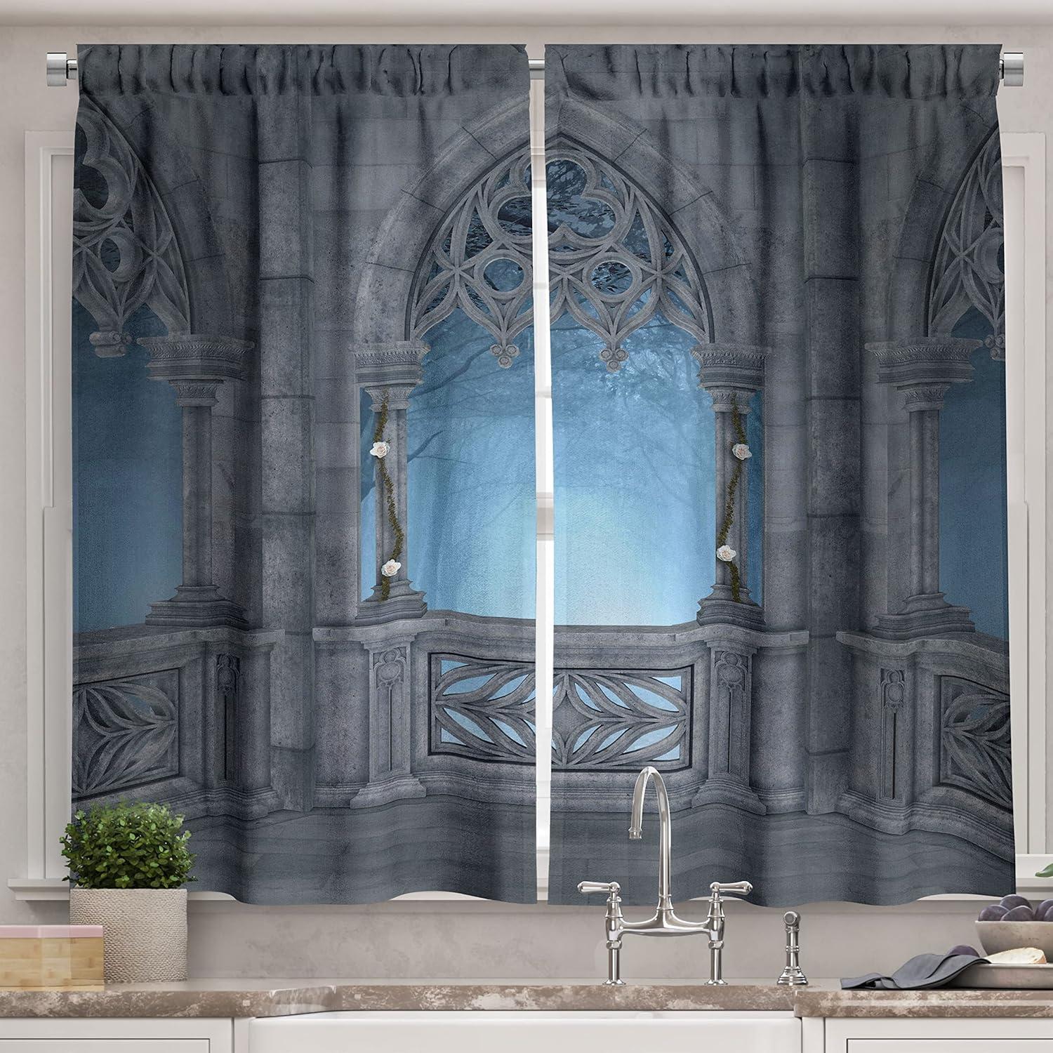 imageAmbesonne Retro Kitchen Curtains Classical Plaid Pattern Scottish Striped Tartan Traditional Graphic Illustration Window Drapes 2 Panel Set for Kitchen Cafe Decor 55quot X 39quot Vermilion BlackGrey Blue
