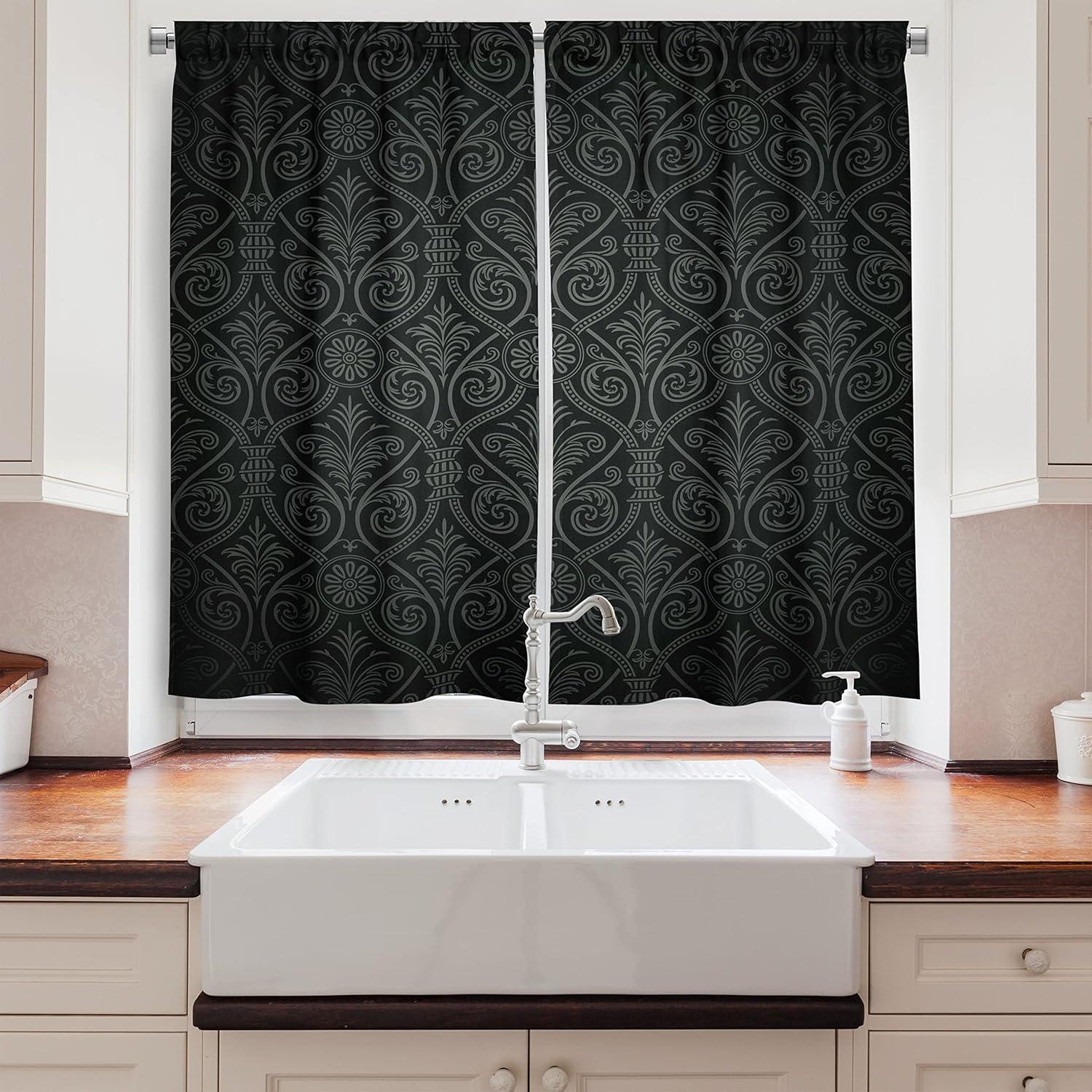 imageAmbesonne Retro Kitchen Curtains Classical Plaid Pattern Scottish Striped Tartan Traditional Graphic Illustration Window Drapes 2 Panel Set for Kitchen Cafe Decor 55quot X 39quot Vermilion BlackCharcoal Grey