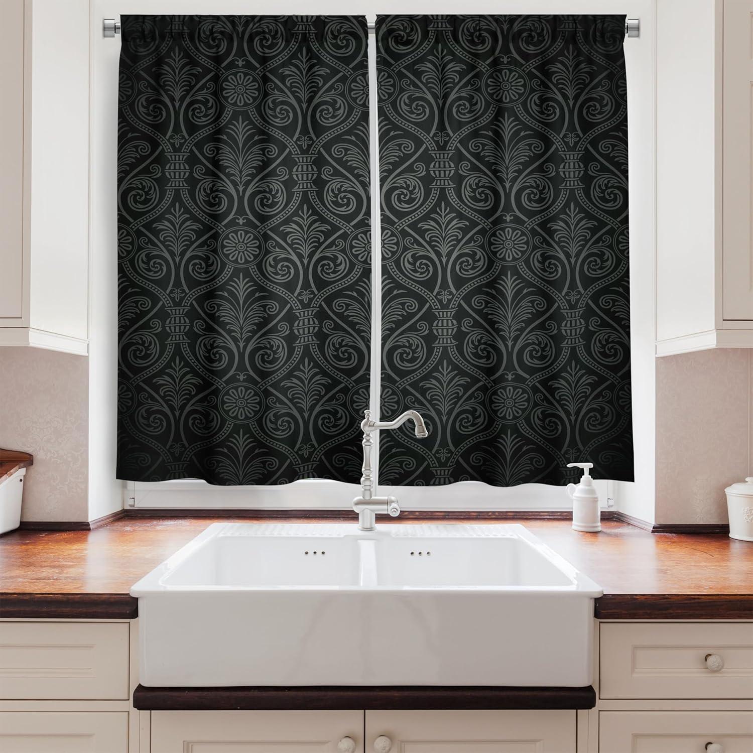 imageAmbesonne Retro Kitchen Curtains Classical Plaid Pattern Scottish Striped Tartan Traditional Graphic Illustration Window Drapes 2 Panel Set for Kitchen Cafe Decor 55quot X 39quot Vermilion BlackCharcoal Grey
