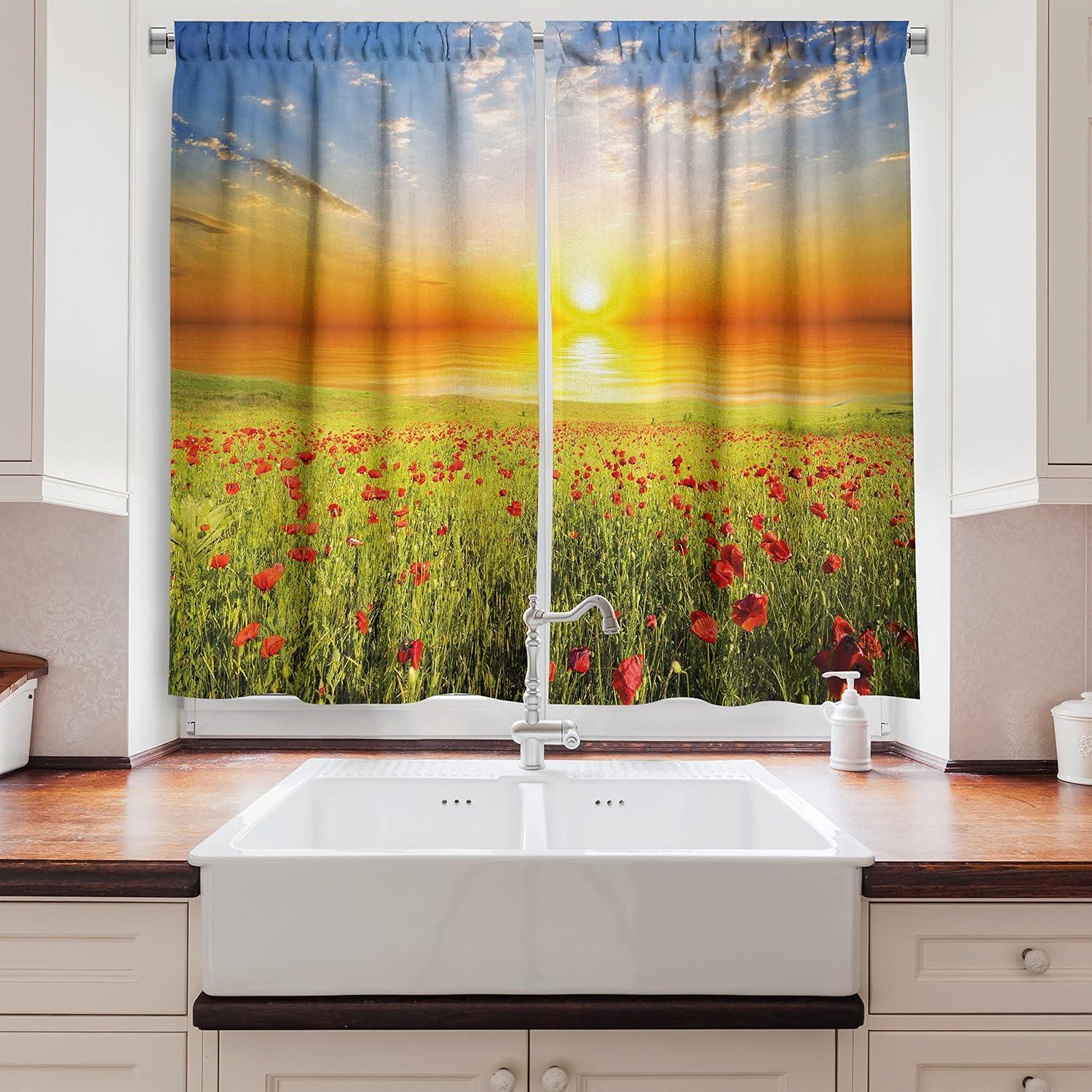 imageAmbesonne Retro Kitchen Curtains Classical Plaid Pattern Scottish Striped Tartan Traditional Graphic Illustration Window Drapes 2 Panel Set for Kitchen Cafe Decor 55quot X 39quot Vermilion BlackOrange Green