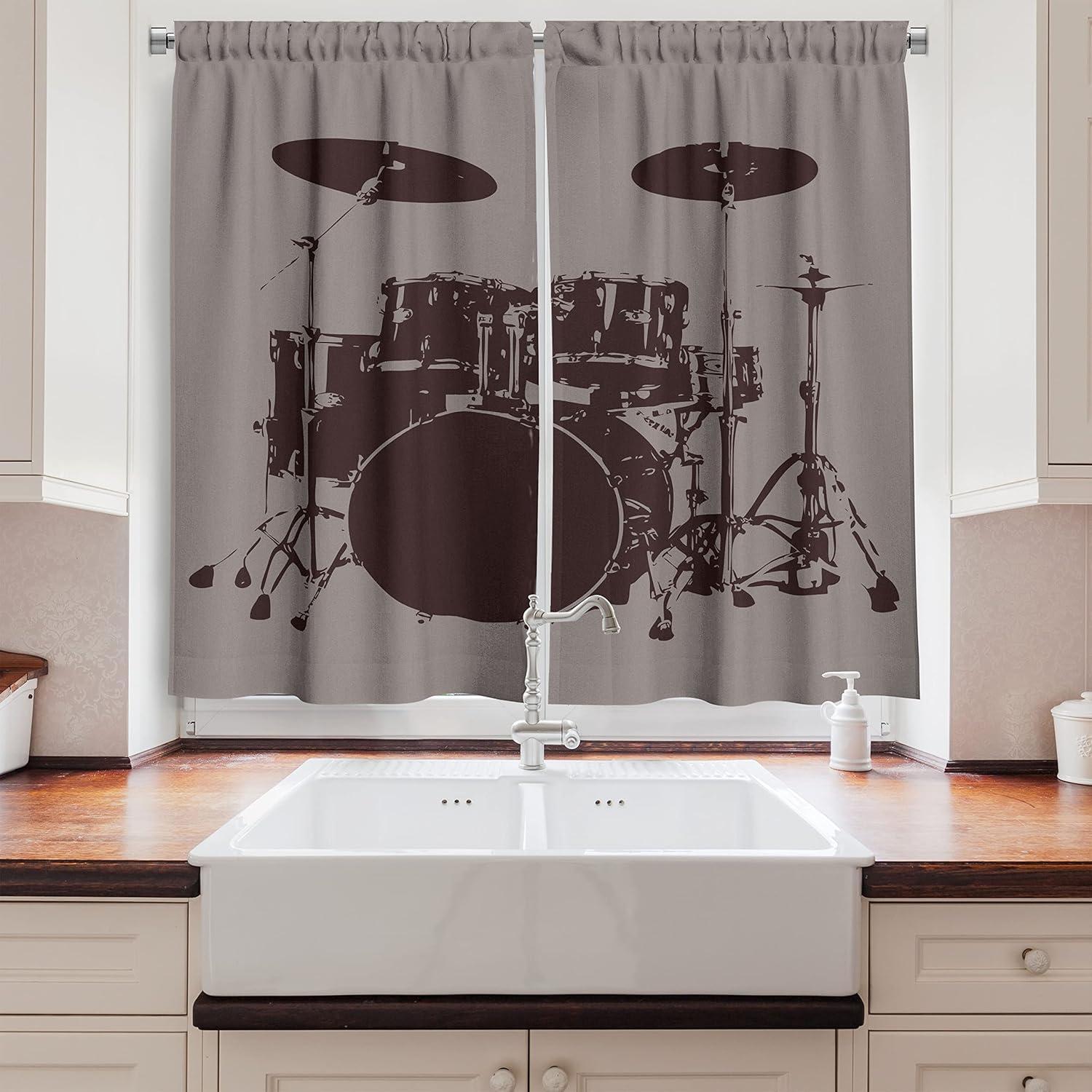 imageAmbesonne Retro Kitchen Curtains Classical Plaid Pattern Scottish Striped Tartan Traditional Graphic Illustration Window Drapes 2 Panel Set for Kitchen Cafe Decor 55quot X 39quot Vermilion BlackPale Sage Green and Green Brown