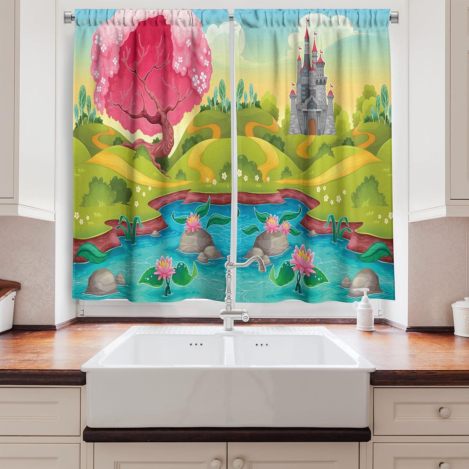 imageAmbesonne Retro Kitchen Curtains Classical Plaid Pattern Scottish Striped Tartan Traditional Graphic Illustration Window Drapes 2 Panel Set for Kitchen Cafe Decor 55quot X 39quot Vermilion BlackPink Green