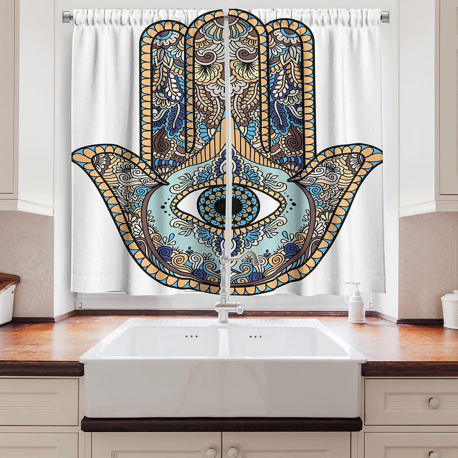 imageAmbesonne Retro Kitchen Curtains Classical Plaid Pattern Scottish Striped Tartan Traditional Graphic Illustration Window Drapes 2 Panel Set for Kitchen Cafe Decor 55quot X 39quot Vermilion BlackDark Cream
