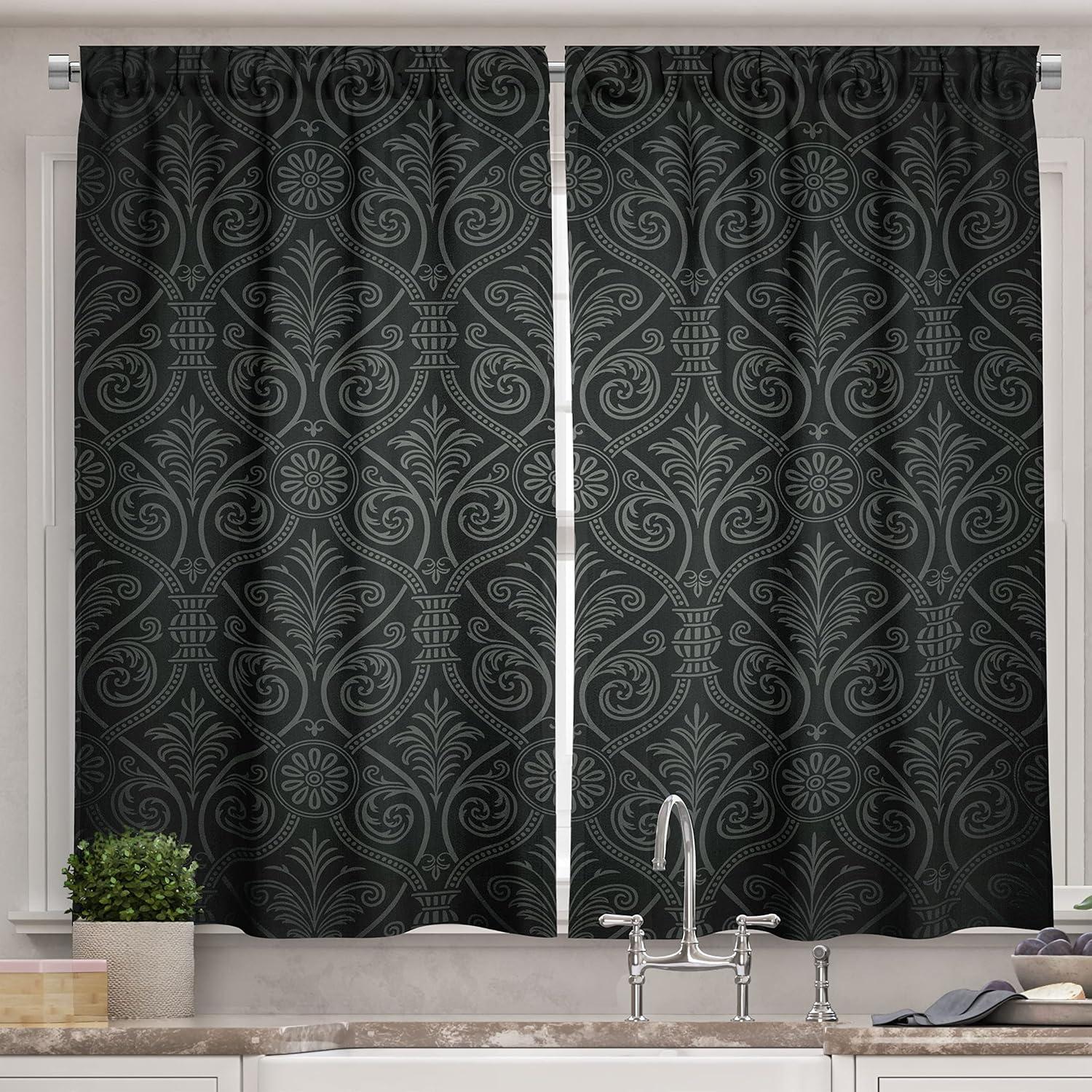 imageAmbesonne Retro Kitchen Curtains Classical Plaid Pattern Scottish Striped Tartan Traditional Graphic Illustration Window Drapes 2 Panel Set for Kitchen Cafe Decor 55quot X 39quot Vermilion BlackCharcoal Grey