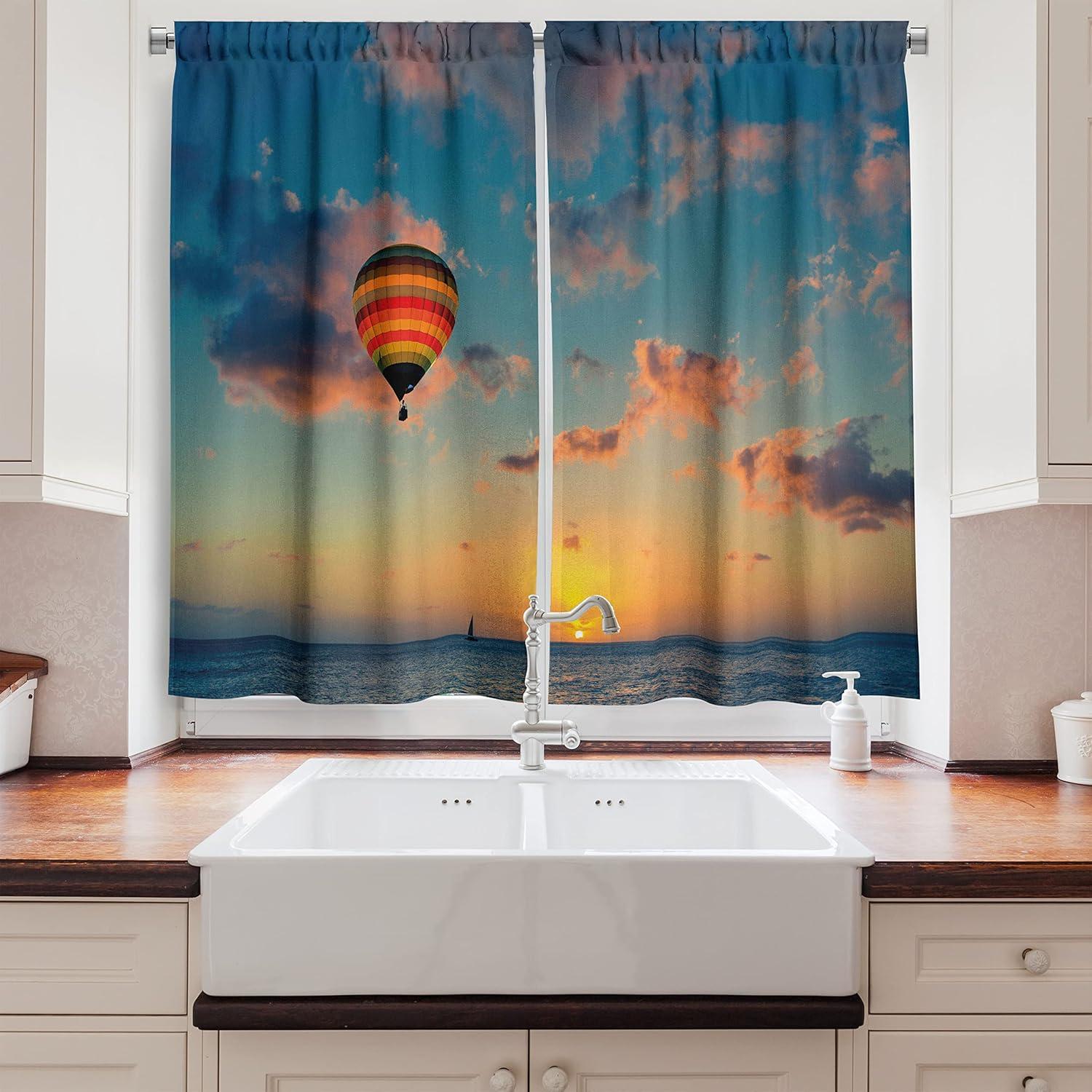 imageAmbesonne Rustic Long Kitchen Curtains Image of Wooden Planks with Screws and Nails Farmhouse Theme Log Cabin Print Two Panels Drapes with Rod Pocket Room Decor 55quot x 45quot Brown GreyBlue Yellow