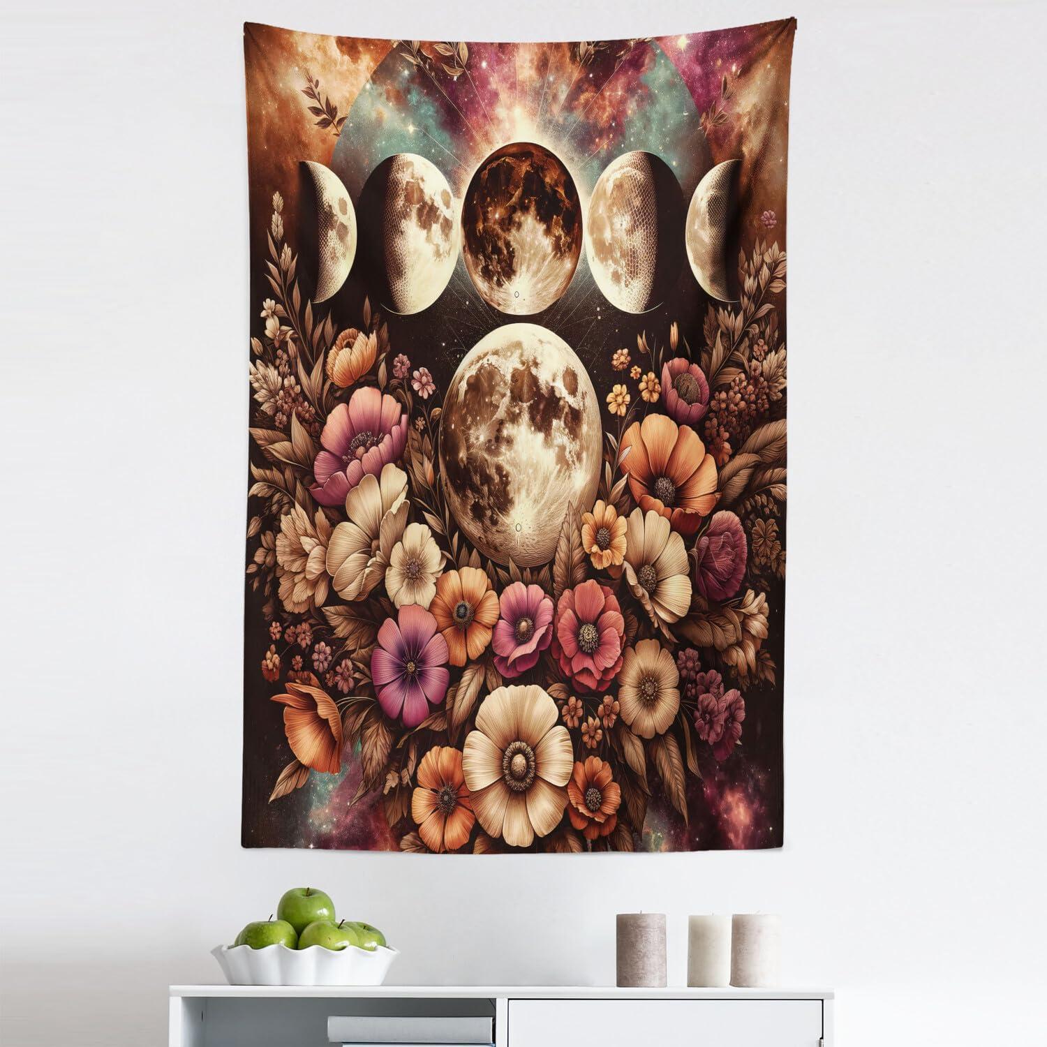 imageAmbesonne Rustic Tapestry Close Line of Poppy Petals Field Meadow Summer Holiday Sun Plant Floral Theme Wide Wall Hanging for Bedroom Living Room Dorm 60quot X 40quot Orange BrownPale Mustard Dried Rose