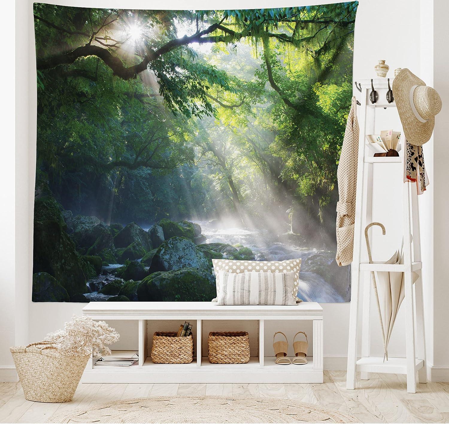 imageAmbesonne Rustic Tapestry Close Line of Poppy Petals Field Meadow Summer Holiday Sun Plant Floral Theme Wide Wall Hanging for Bedroom Living Room Dorm 60quot X 40quot Orange BrownWhite Green