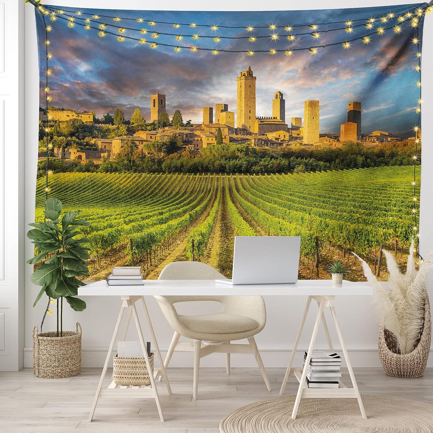 imageAmbesonne Rustic Tapestry Close Line of Poppy Petals Field Meadow Summer Holiday Sun Plant Floral Theme Wide Wall Hanging for Bedroom Living Room Dorm 60quot X 40quot Orange BrownGreen Apricot Blue