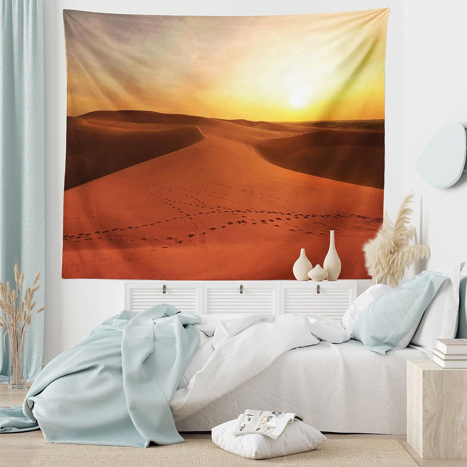 imageAmbesonne Rustic Tapestry Close Line of Poppy Petals Field Meadow Summer Holiday Sun Plant Floral Theme Wide Wall Hanging for Bedroom Living Room Dorm 60quot X 40quot Orange BrownDark Orange Yellow