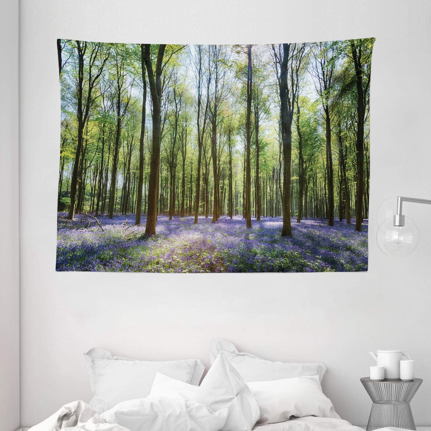 imageAmbesonne Rustic Tapestry Close Line of Poppy Petals Field Meadow Summer Holiday Sun Plant Floral Theme Wide Wall Hanging for Bedroom Living Room Dorm 60quot X 40quot Orange BrownGreen Lavender