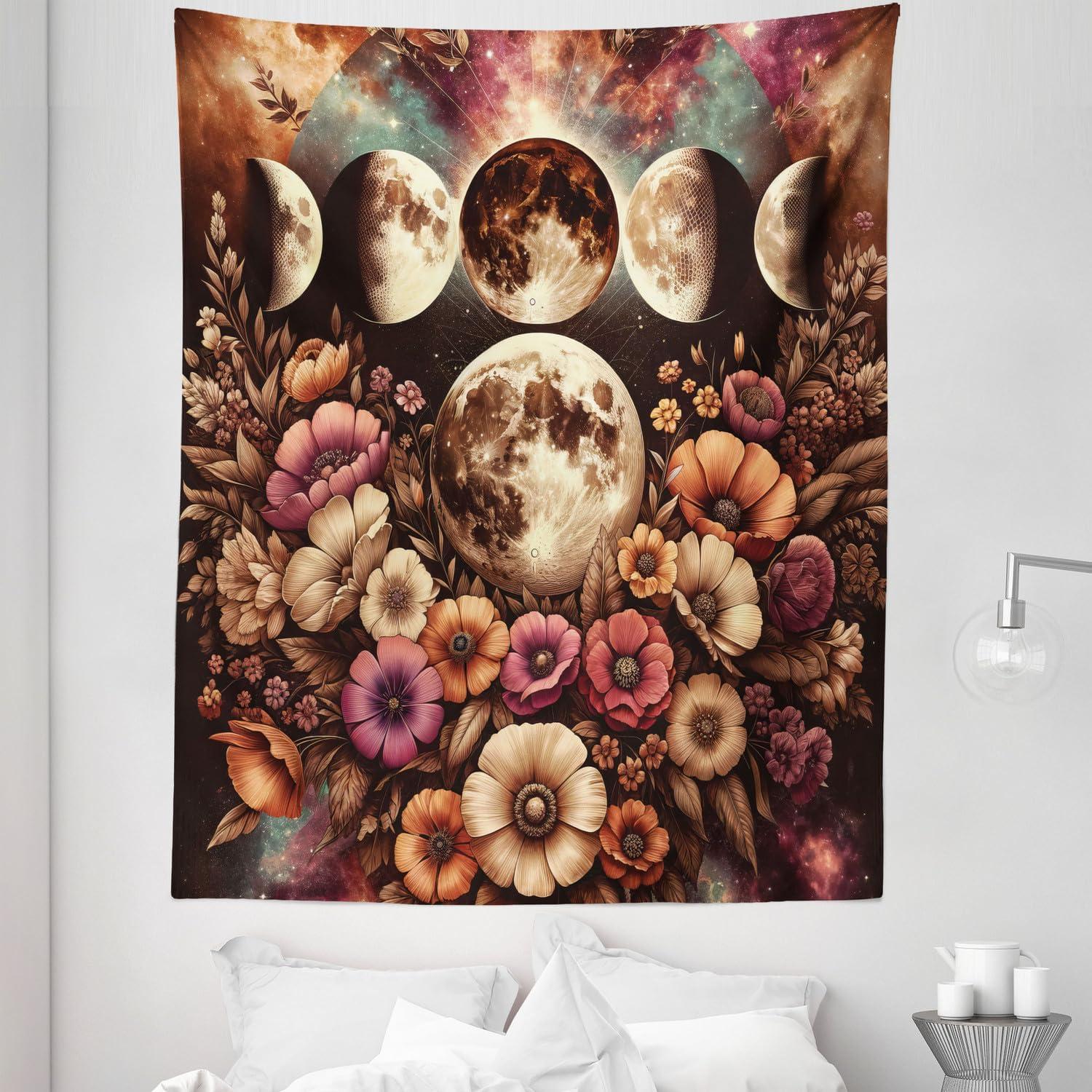 imageAmbesonne Rustic Tapestry Close Line of Poppy Petals Field Meadow Summer Holiday Sun Plant Floral Theme Wide Wall Hanging for Bedroom Living Room Dorm 60quot X 40quot Orange BrownPale Mustard Dried Rose