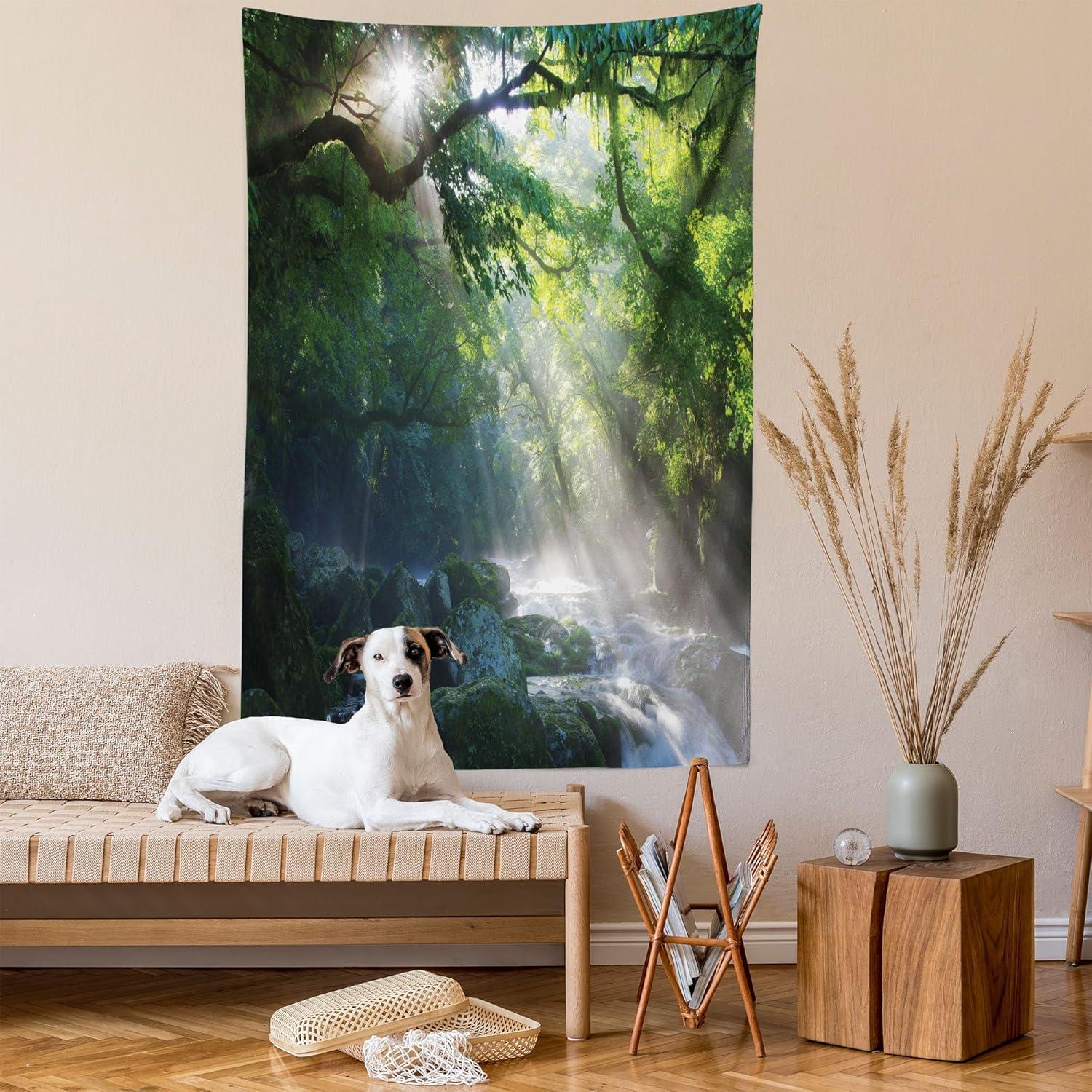 imageAmbesonne Rustic Tapestry Close Line of Poppy Petals Field Meadow Summer Holiday Sun Plant Floral Theme Wide Wall Hanging for Bedroom Living Room Dorm 60quot X 40quot Orange BrownGreen White