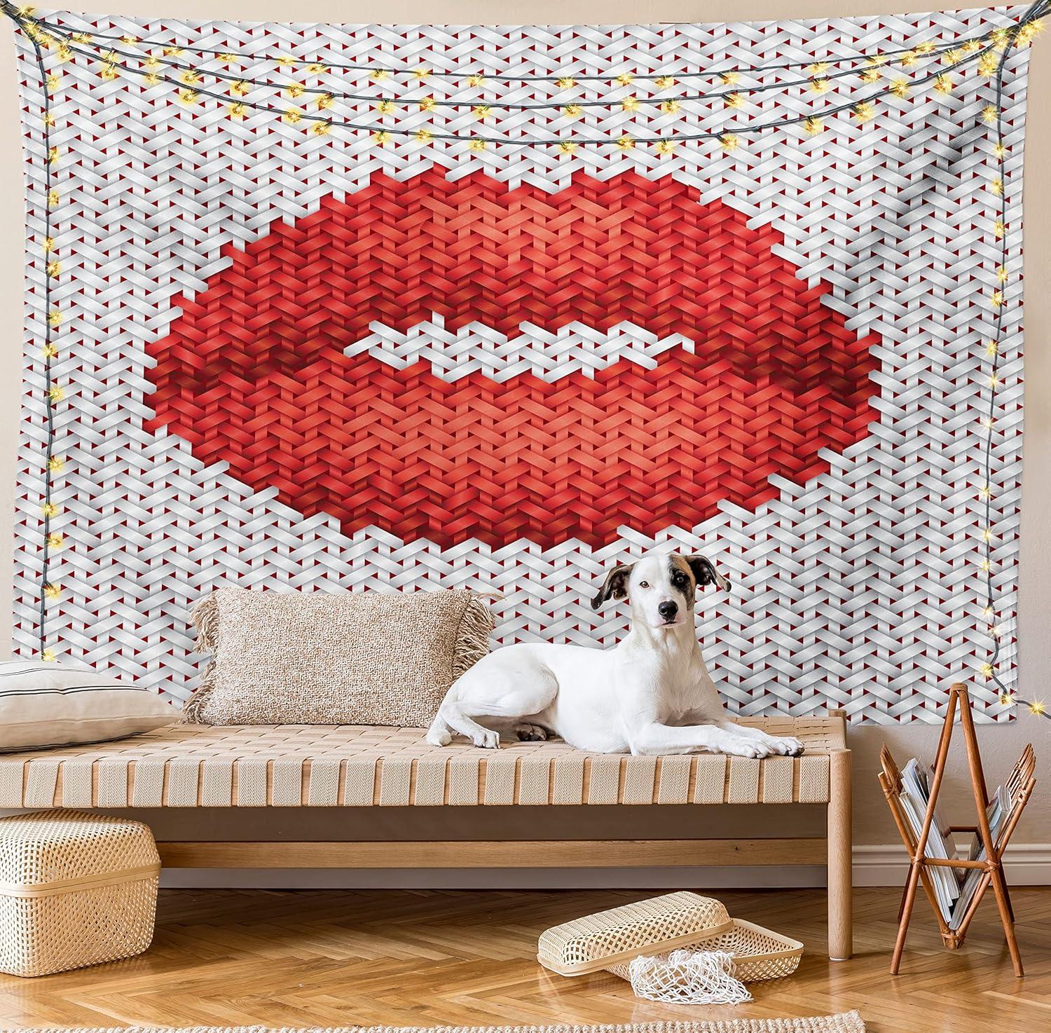 imageAmbesonne Rustic Tapestry Close Line of Poppy Petals Field Meadow Summer Holiday Sun Plant Floral Theme Wide Wall Hanging for Bedroom Living Room Dorm 60quot X 40quot Orange BrownGrey and Red