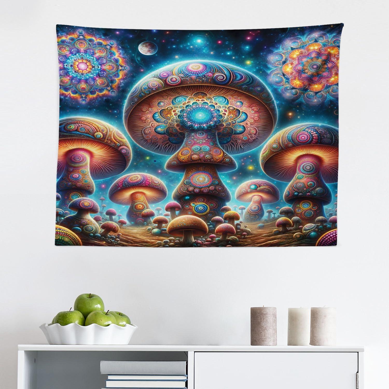 imageAmbesonne Rustic Tapestry Close Line of Poppy Petals Field Meadow Summer Holiday Sun Plant Floral Theme Wide Wall Hanging for Bedroom Living Room Dorm 60quot X 40quot Orange BrownAqua Marigold Indigo