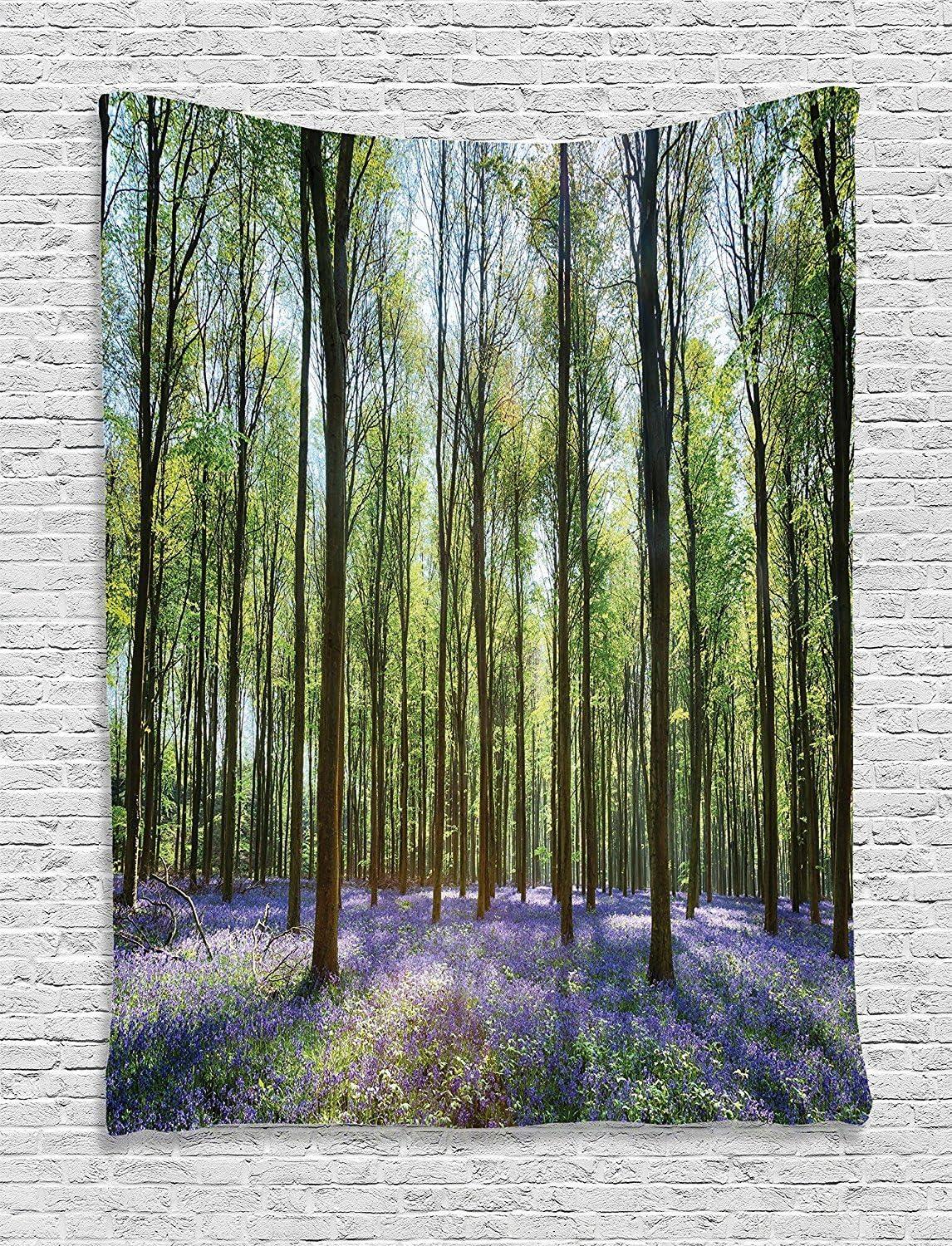 imageAmbesonne Rustic Tapestry Close Line of Poppy Petals Field Meadow Summer Holiday Sun Plant Floral Theme Wide Wall Hanging for Bedroom Living Room Dorm 60quot X 40quot Orange BrownGreen Lavender