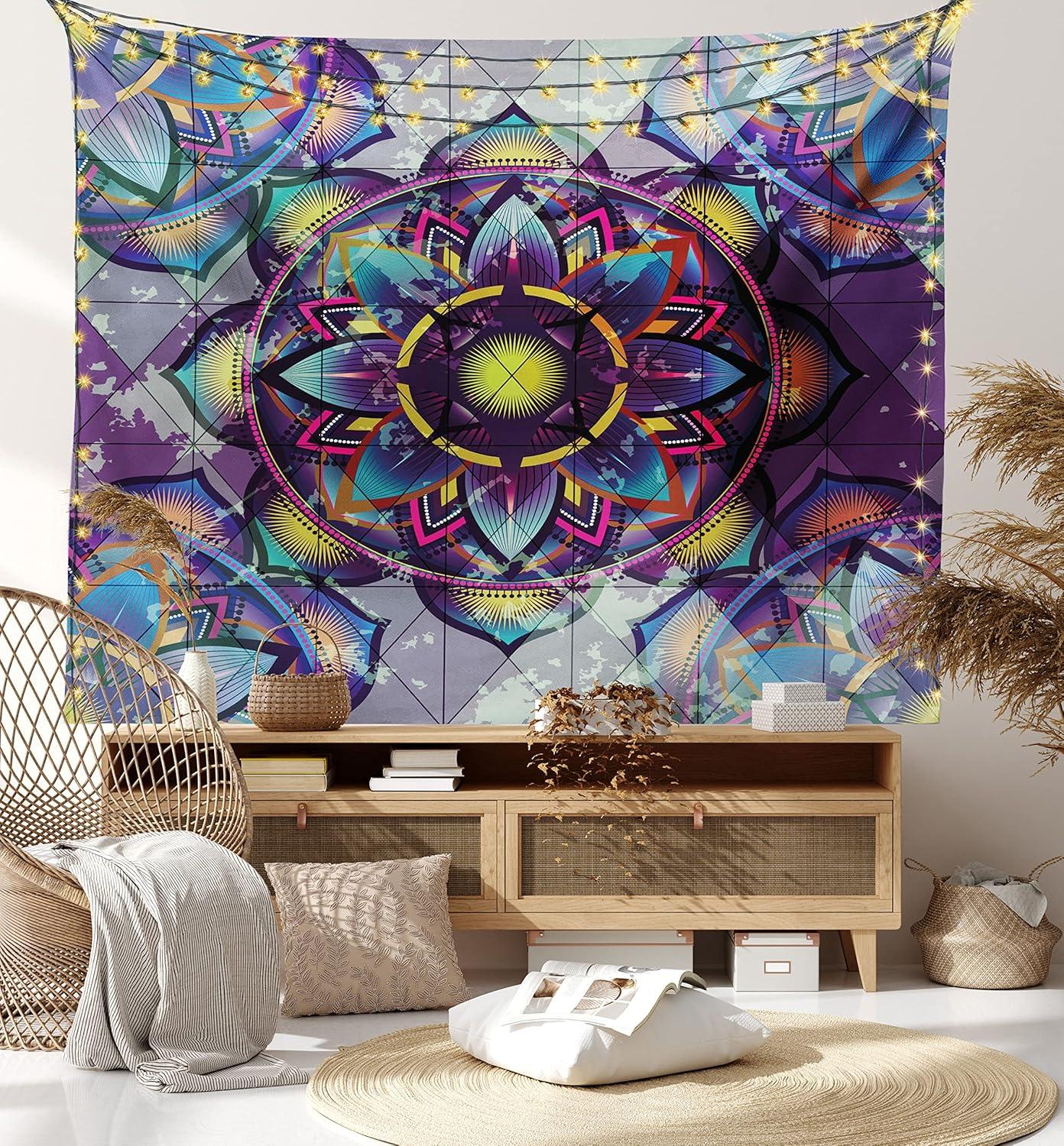 imageAmbesonne Rustic Tapestry Close Line of Poppy Petals Field Meadow Summer Holiday Sun Plant Floral Theme Wide Wall Hanging for Bedroom Living Room Dorm 60quot X 40quot Orange BrownLilac Blue