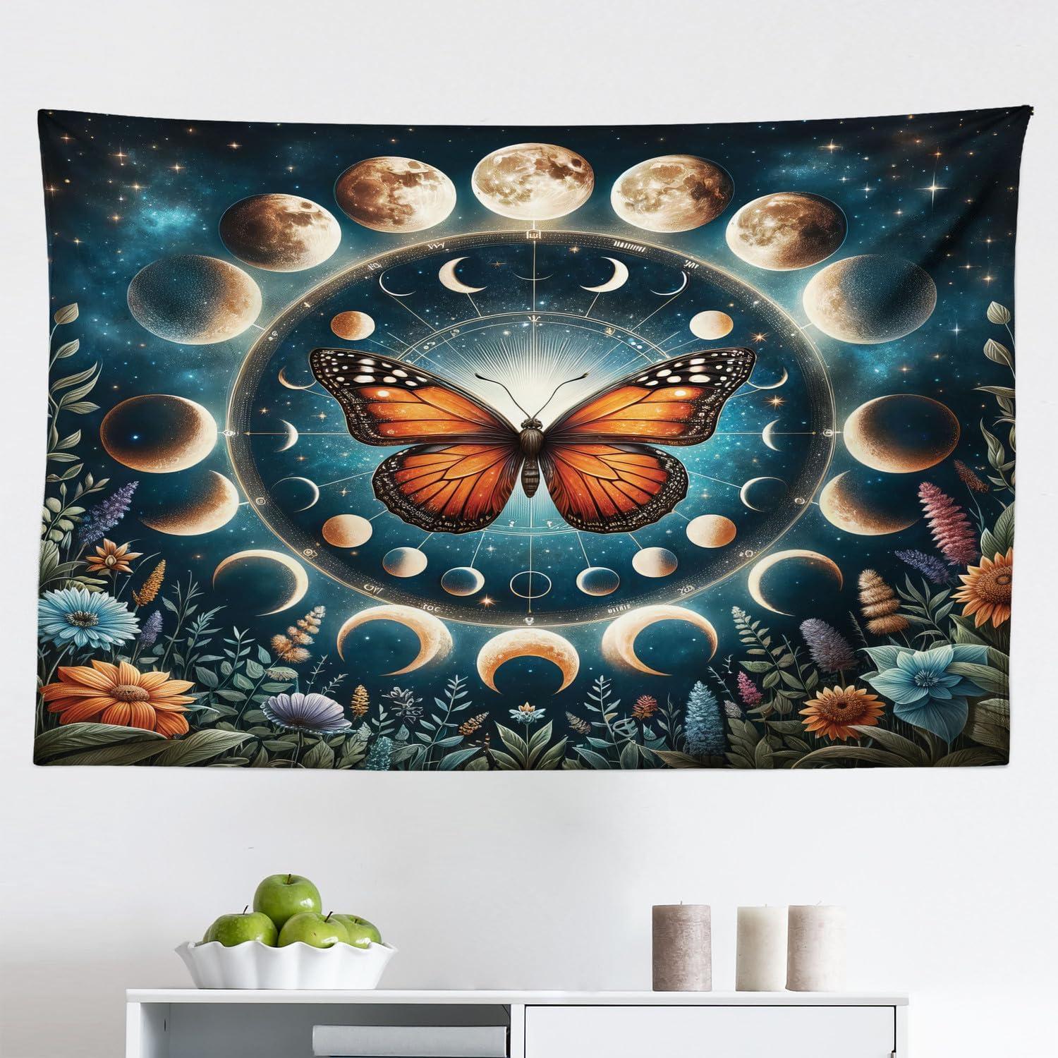 imageAmbesonne Rustic Tapestry Close Line of Poppy Petals Field Meadow Summer Holiday Sun Plant Floral Theme Wide Wall Hanging for Bedroom Living Room Dorm 60quot X 40quot Orange BrownOrange Dark Petrol Blue