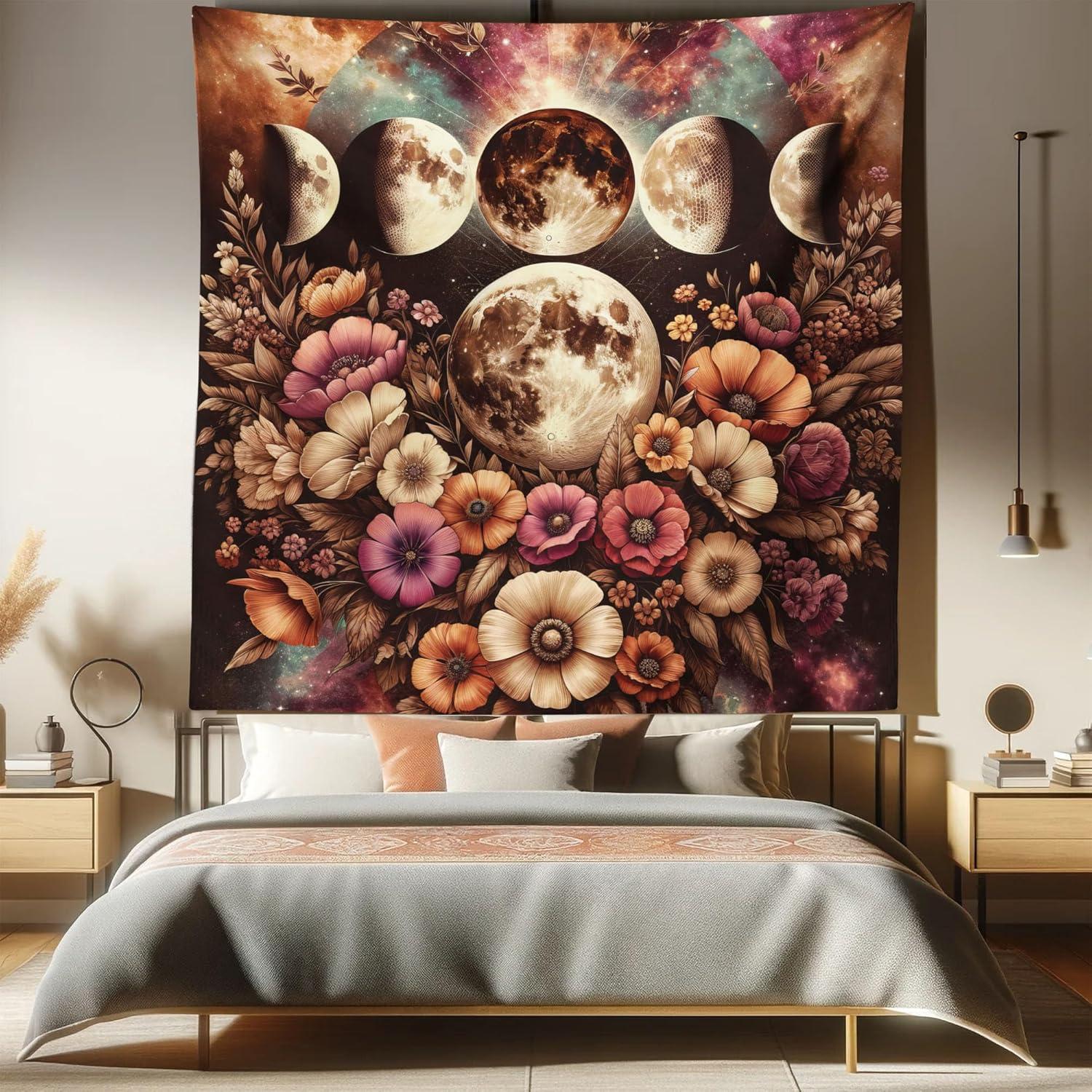 imageAmbesonne Rustic Tapestry Close Line of Poppy Petals Field Meadow Summer Holiday Sun Plant Floral Theme Wide Wall Hanging for Bedroom Living Room Dorm 60quot X 40quot Orange BrownPale Mustard Dried Rose