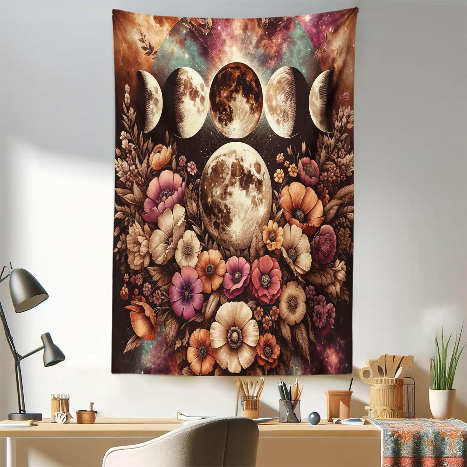 imageAmbesonne Rustic Tapestry Close Line of Poppy Petals Field Meadow Summer Holiday Sun Plant Floral Theme Wide Wall Hanging for Bedroom Living Room Dorm 60quot X 40quot Orange BrownPale Mustard Dried Rose