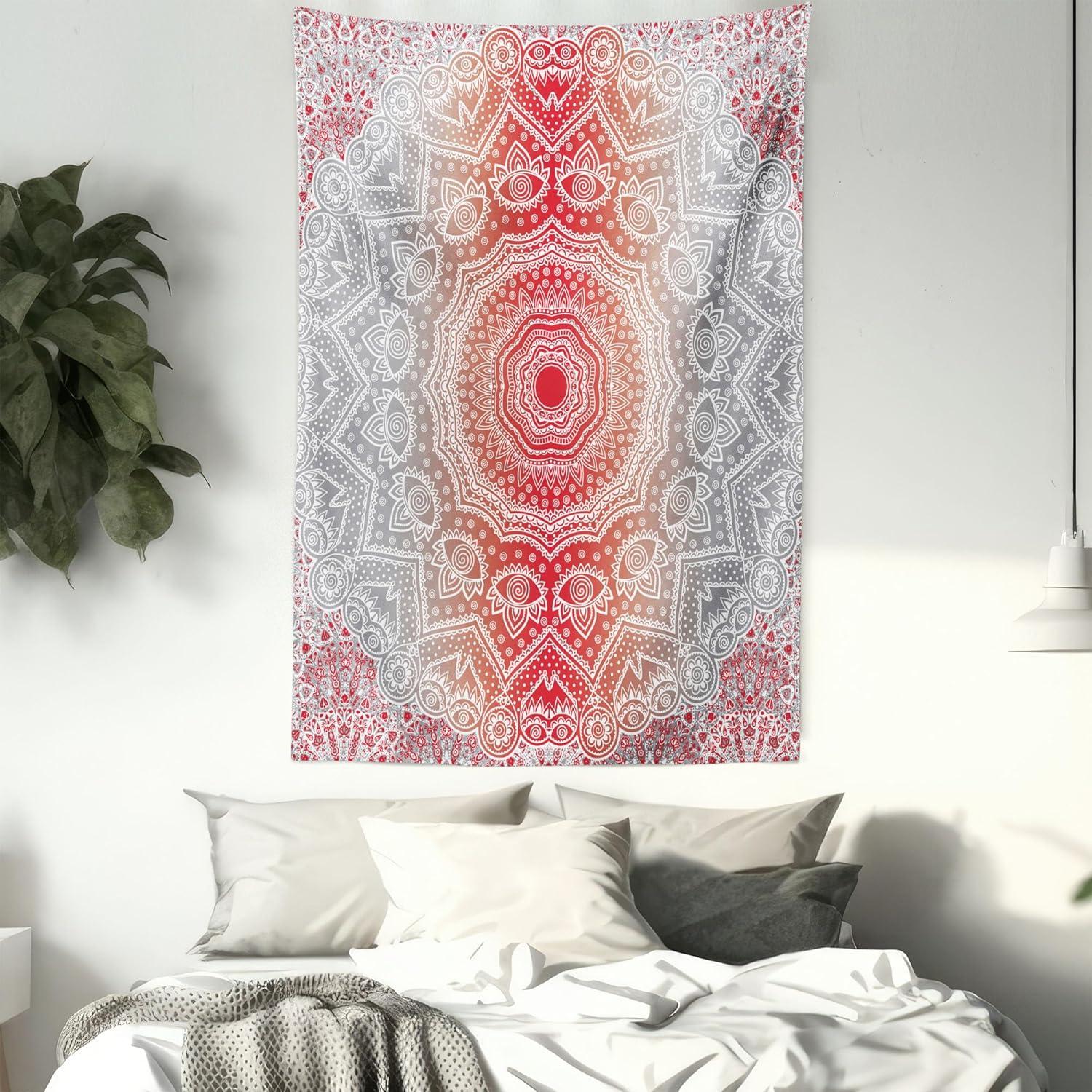 imageAmbesonne Rustic Tapestry Close Line of Poppy Petals Field Meadow Summer Holiday Sun Plant Floral Theme Wide Wall Hanging for Bedroom Living Room Dorm 60quot X 40quot Orange BrownGrey Red