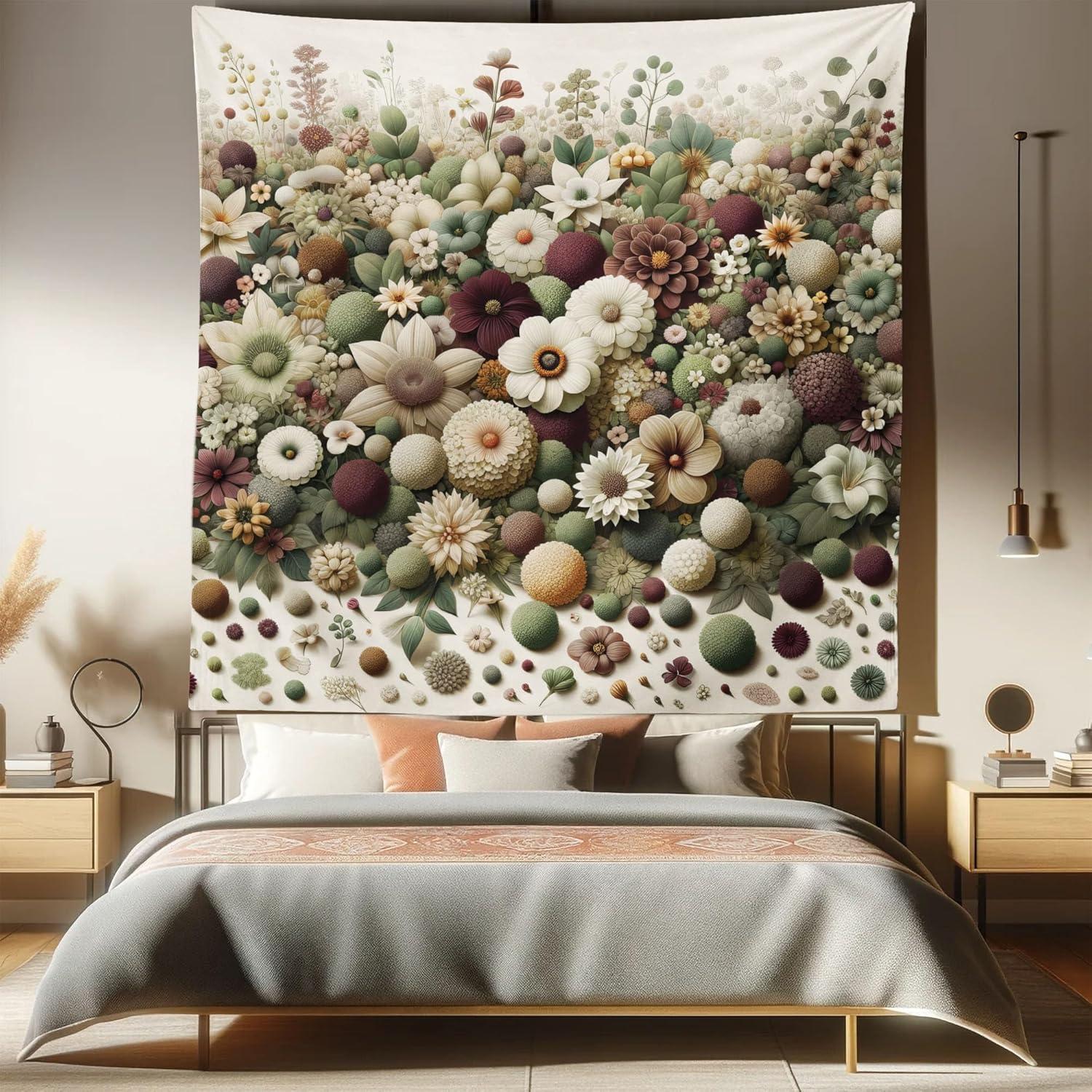 imageAmbesonne Rustic Tapestry Close Line of Poppy Petals Field Meadow Summer Holiday Sun Plant Floral Theme Wide Wall Hanging for Bedroom Living Room Dorm 60quot X 40quot Orange BrownPale Green Dried Rose