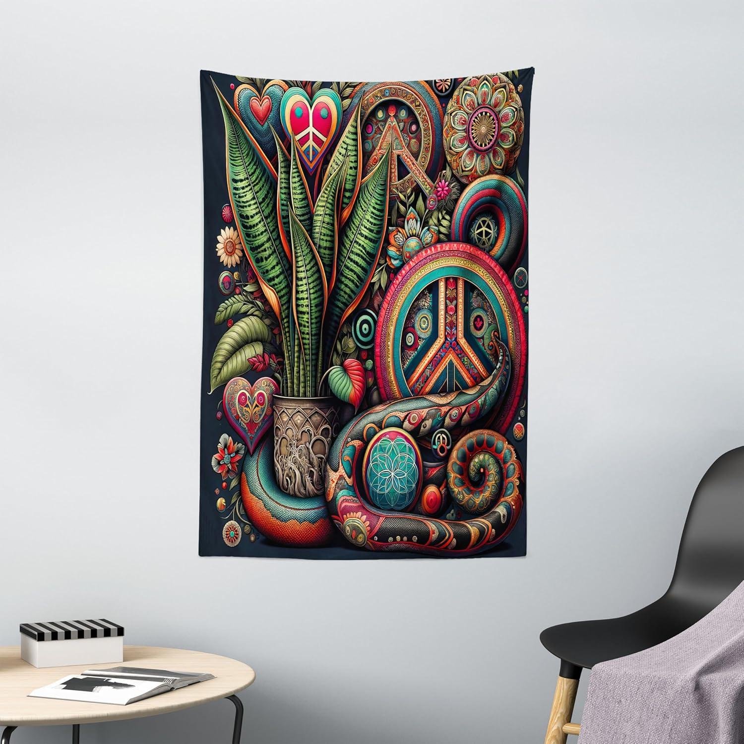 imageAmbesonne Rustic Tapestry Close Line of Poppy Petals Field Meadow Summer Holiday Sun Plant Floral Theme Wide Wall Hanging for Bedroom Living Room Dorm 60quot X 40quot Orange BrownFern Green Teal Dark Pink