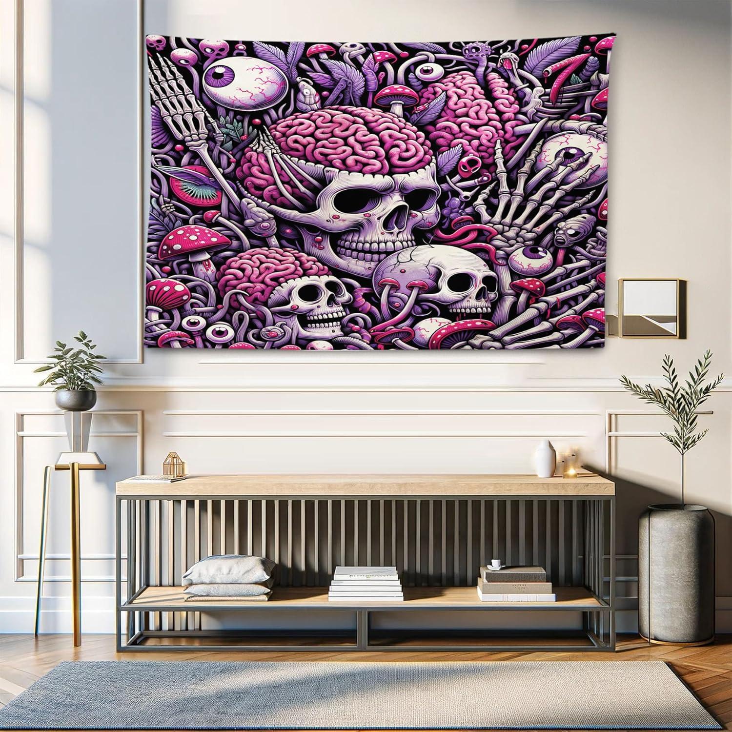 imageAmbesonne Rustic Tapestry Close Line of Poppy Petals Field Meadow Summer Holiday Sun Plant Floral Theme Wide Wall Hanging for Bedroom Living Room Dorm 60quot X 40quot Orange BrownPink and Purple