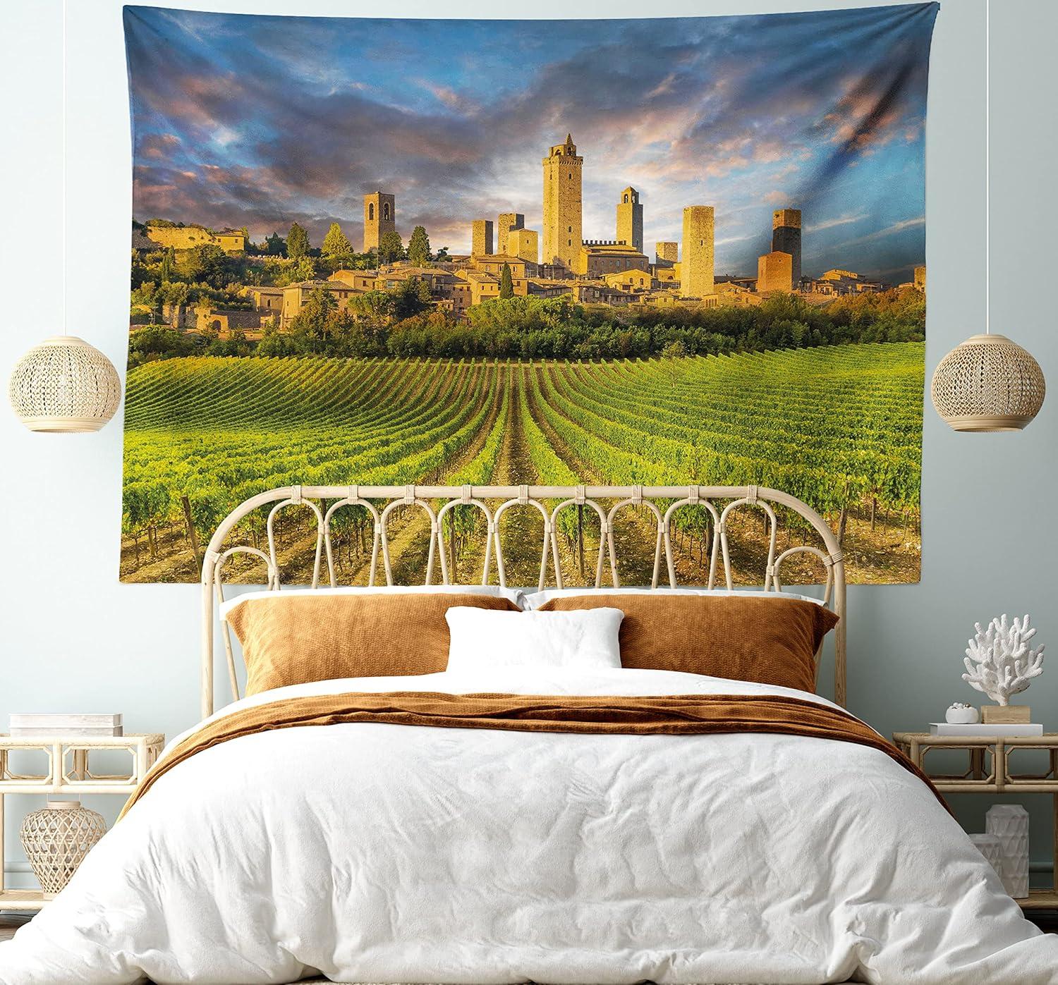 imageAmbesonne Rustic Tapestry Close Line of Poppy Petals Field Meadow Summer Holiday Sun Plant Floral Theme Wide Wall Hanging for Bedroom Living Room Dorm 60quot X 40quot Orange BrownApricot Green