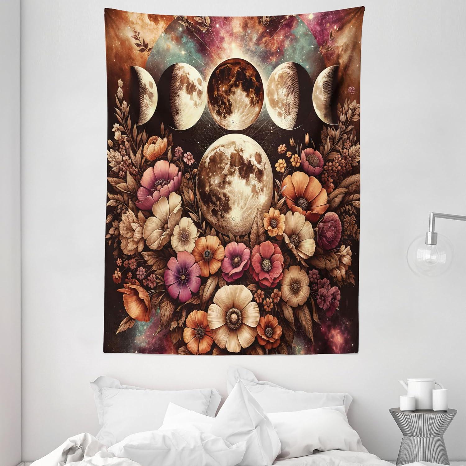 imageAmbesonne Rustic Tapestry Close Line of Poppy Petals Field Meadow Summer Holiday Sun Plant Floral Theme Wide Wall Hanging for Bedroom Living Room Dorm 60quot X 40quot Orange BrownPale Mustard Dried Rose