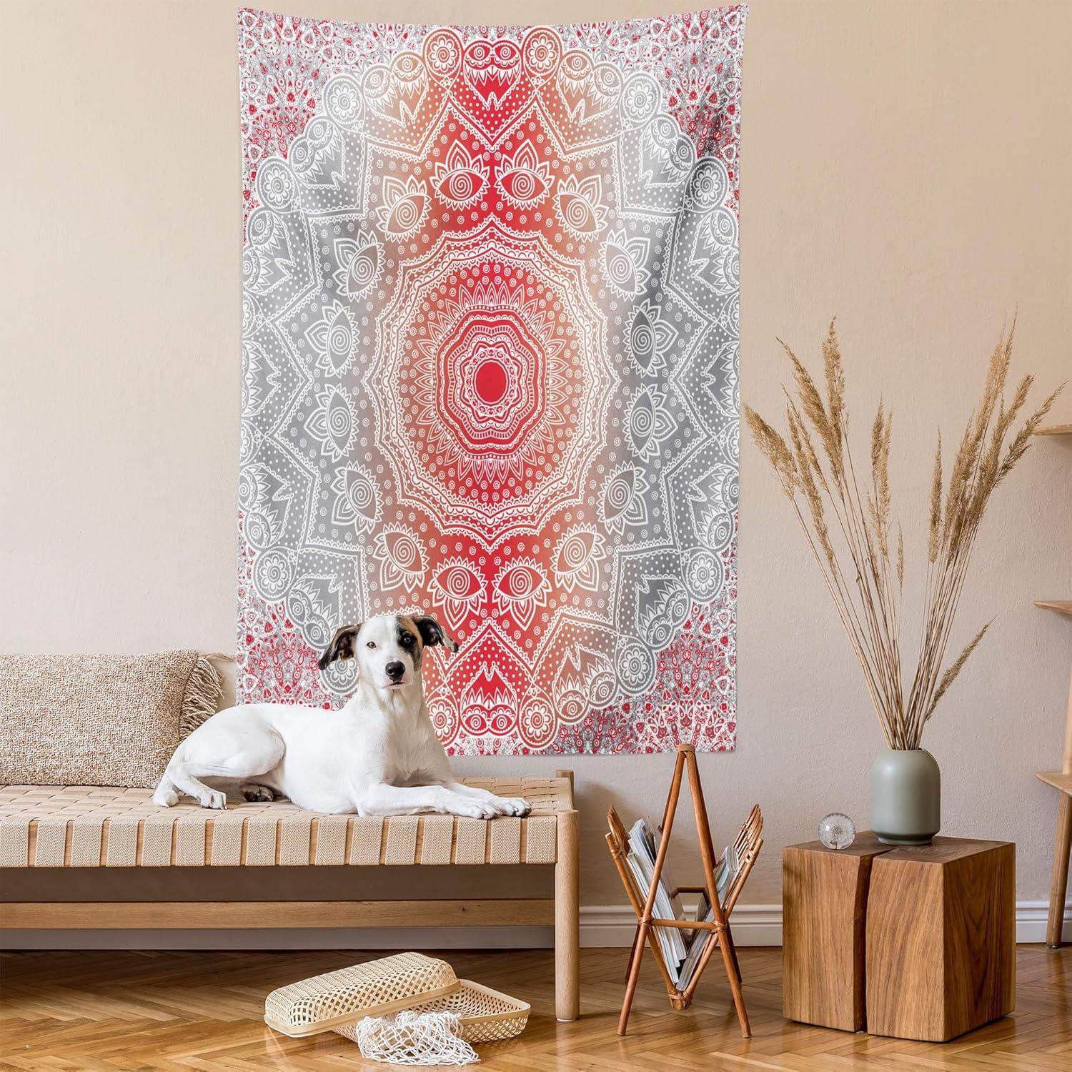 imageAmbesonne Rustic Tapestry Close Line of Poppy Petals Field Meadow Summer Holiday Sun Plant Floral Theme Wide Wall Hanging for Bedroom Living Room Dorm 60quot X 40quot Orange BrownGrey Red