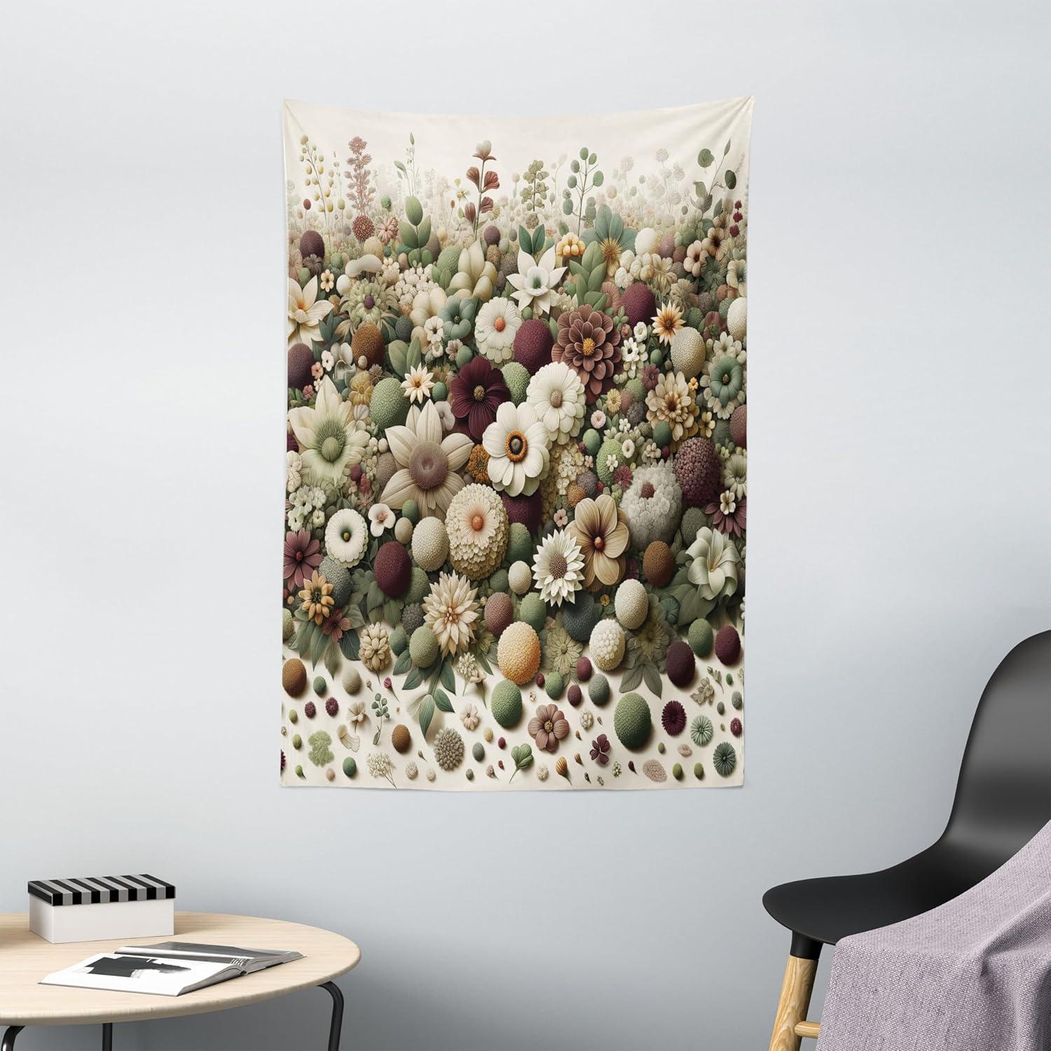 imageAmbesonne Rustic Tapestry Close Line of Poppy Petals Field Meadow Summer Holiday Sun Plant Floral Theme Wide Wall Hanging for Bedroom Living Room Dorm 60quot X 40quot Orange BrownPale Green Dried Rose