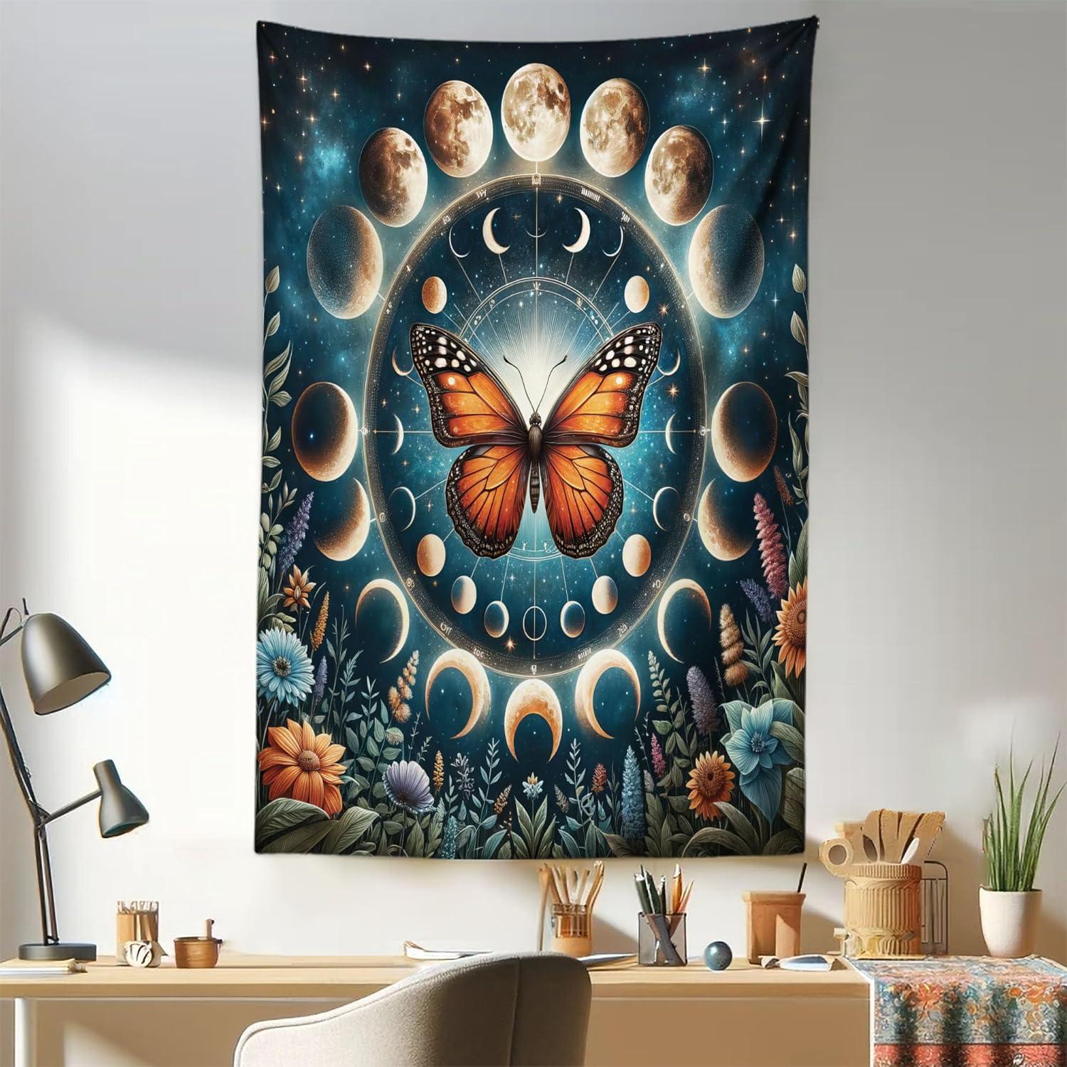 imageAmbesonne Rustic Tapestry Close Line of Poppy Petals Field Meadow Summer Holiday Sun Plant Floral Theme Wide Wall Hanging for Bedroom Living Room Dorm 60quot X 40quot Orange BrownOrange Dark Petrol Blue