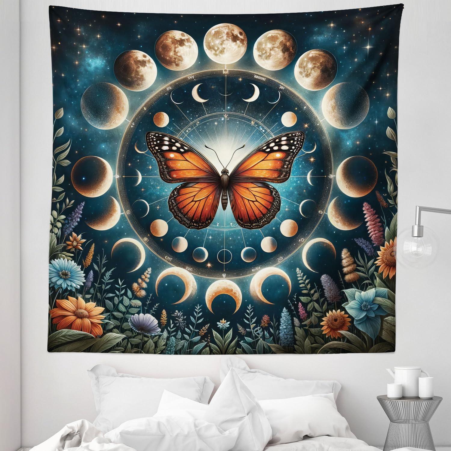 imageAmbesonne Rustic Tapestry Close Line of Poppy Petals Field Meadow Summer Holiday Sun Plant Floral Theme Wide Wall Hanging for Bedroom Living Room Dorm 60quot X 40quot Orange BrownOrange Dark Petrol Blue