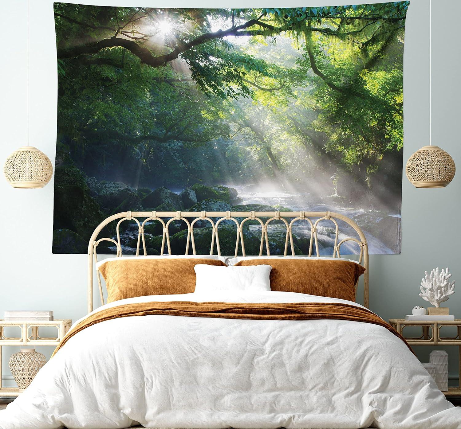 imageAmbesonne Rustic Tapestry Close Line of Poppy Petals Field Meadow Summer Holiday Sun Plant Floral Theme Wide Wall Hanging for Bedroom Living Room Dorm 60quot X 40quot Orange BrownGreen White