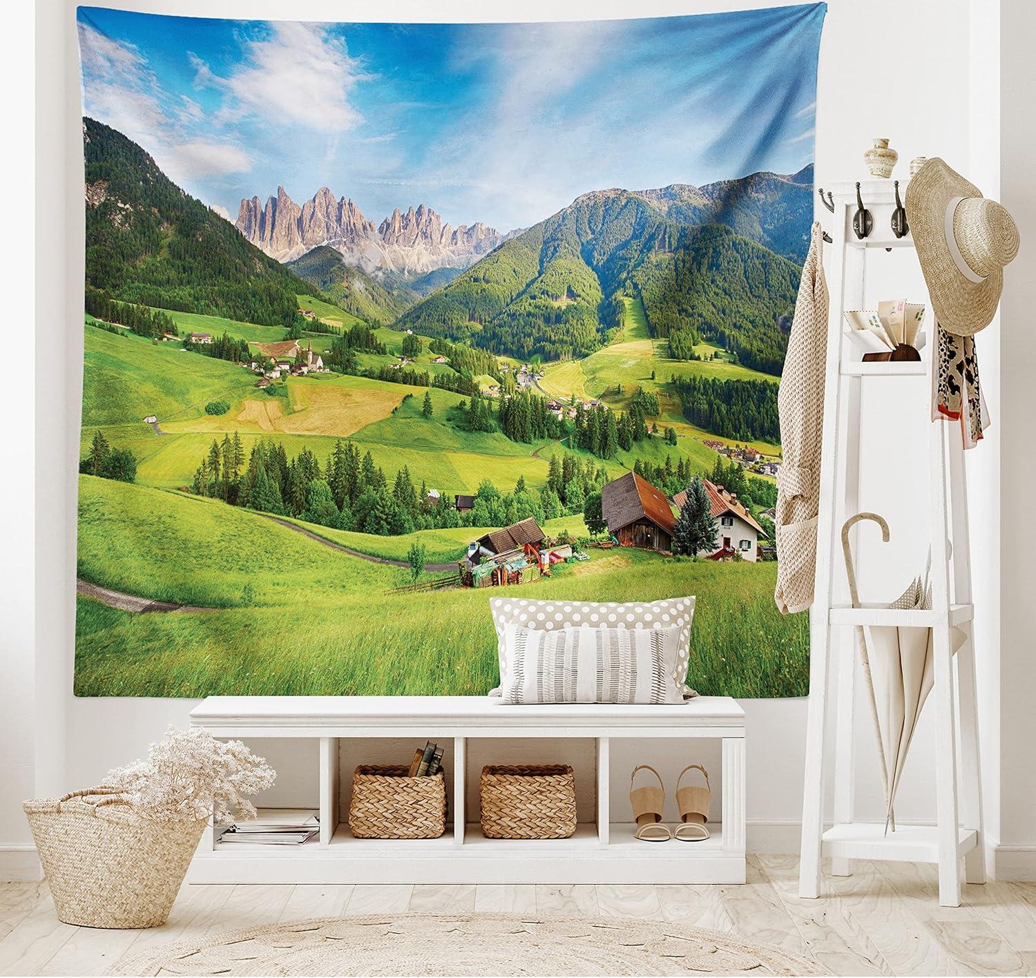 imageAmbesonne Rustic Tapestry Close Line of Poppy Petals Field Meadow Summer Holiday Sun Plant Floral Theme Wide Wall Hanging for Bedroom Living Room Dorm 60quot X 40quot Orange BrownBlue Green