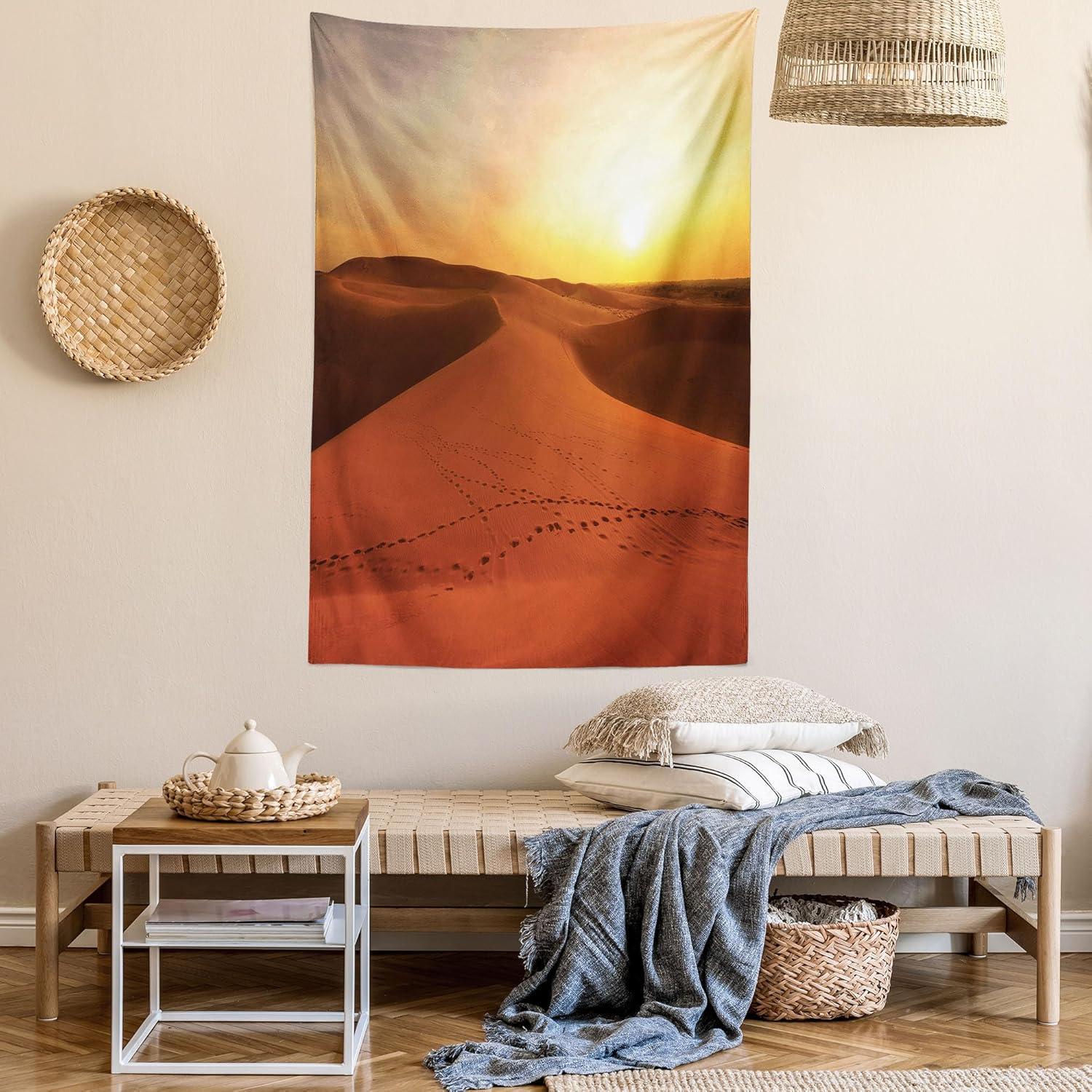 imageAmbesonne Rustic Tapestry Close Line of Poppy Petals Field Meadow Summer Holiday Sun Plant Floral Theme Wide Wall Hanging for Bedroom Living Room Dorm 60quot X 40quot Orange BrownDark Orange Yellow