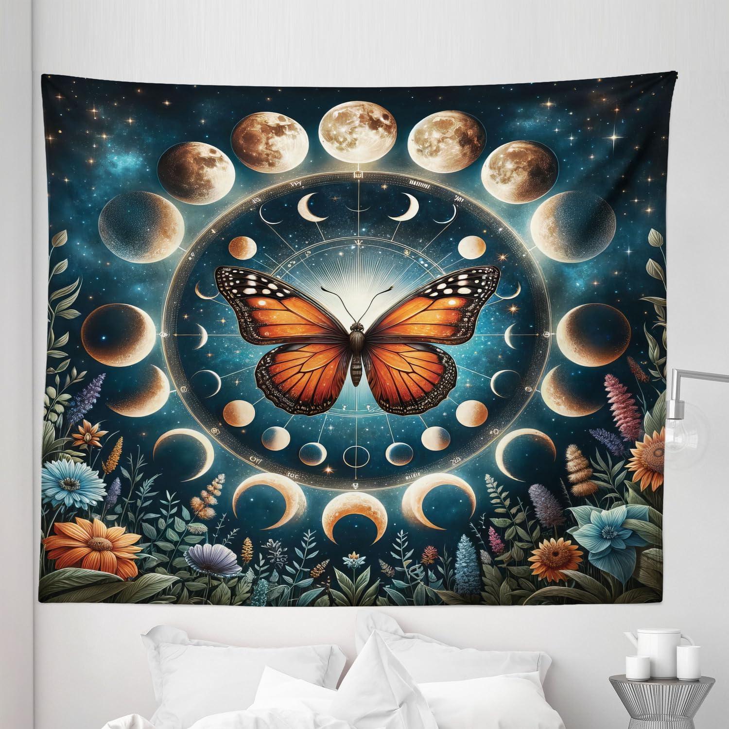 imageAmbesonne Rustic Tapestry Close Line of Poppy Petals Field Meadow Summer Holiday Sun Plant Floral Theme Wide Wall Hanging for Bedroom Living Room Dorm 60quot X 40quot Orange BrownOrange Dark Petrol Blue