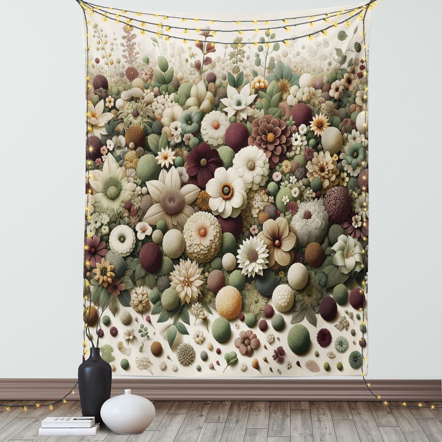 imageAmbesonne Rustic Tapestry Close Line of Poppy Petals Field Meadow Summer Holiday Sun Plant Floral Theme Wide Wall Hanging for Bedroom Living Room Dorm 60quot X 40quot Orange BrownPale Green Dried Rose