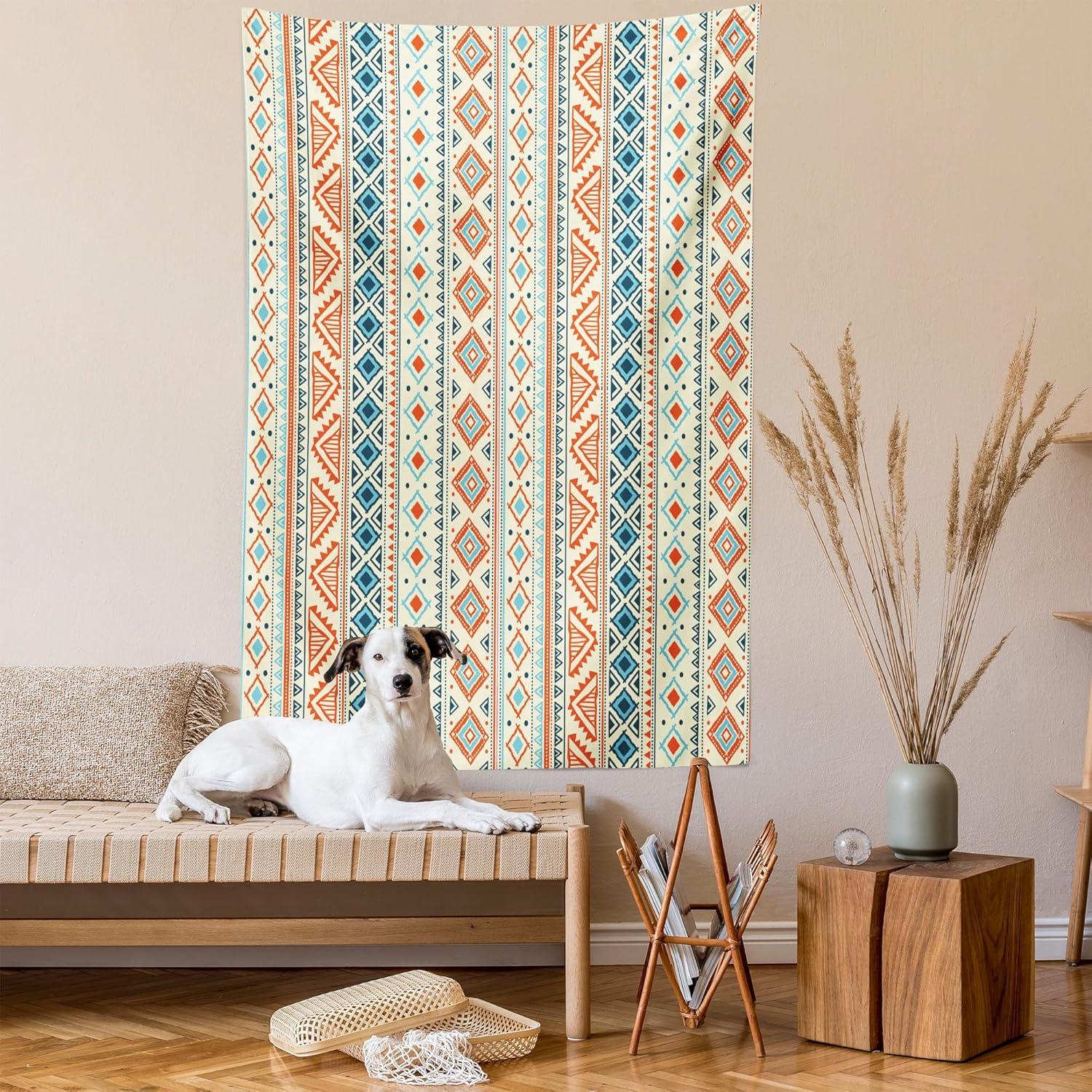 imageAmbesonne Rustic Tapestry Close Line of Poppy Petals Field Meadow Summer Holiday Sun Plant Floral Theme Wide Wall Hanging for Bedroom Living Room Dorm 60quot X 40quot Orange BrownBlue Orange Ivory