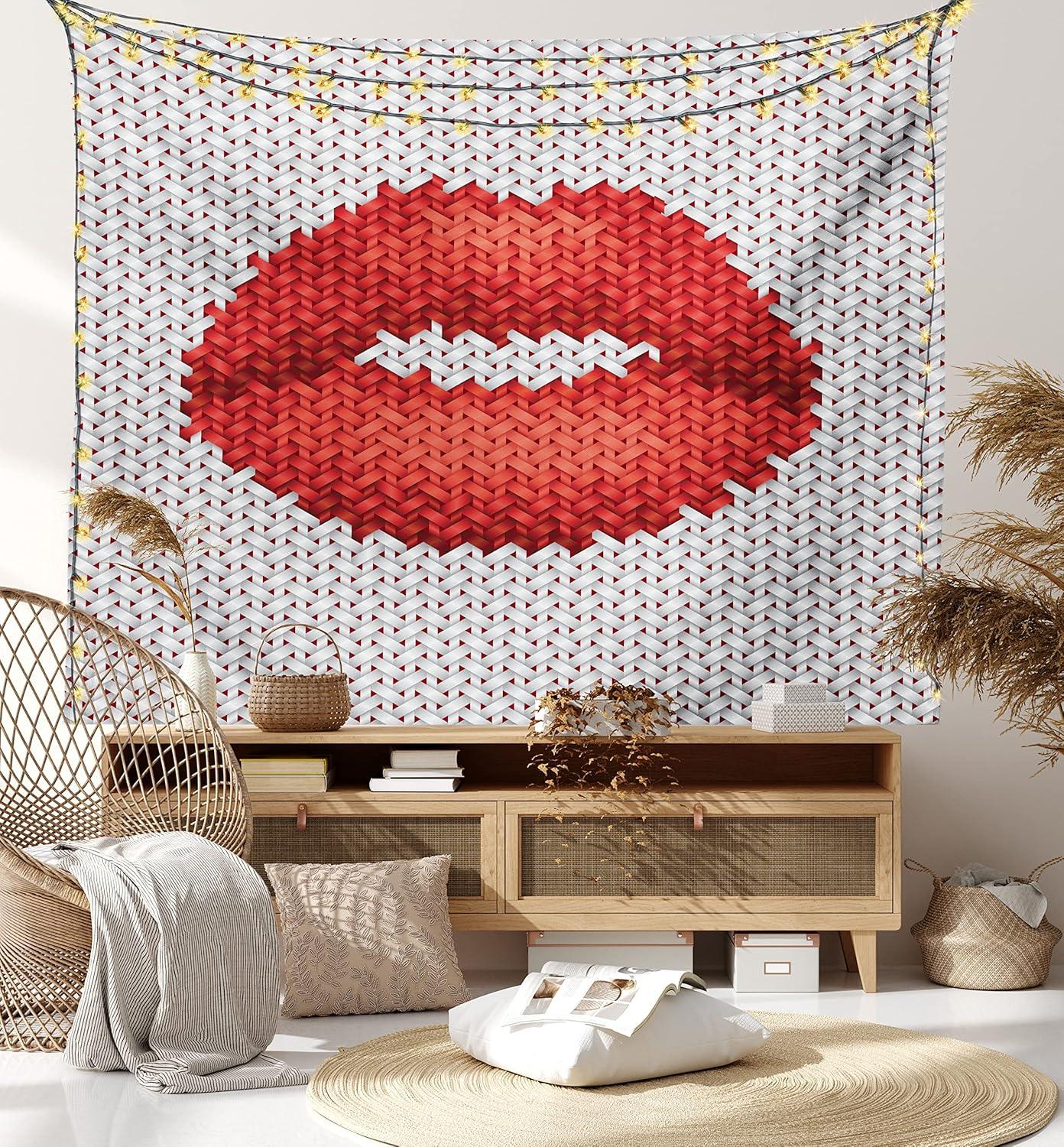 imageAmbesonne Rustic Tapestry Close Line of Poppy Petals Field Meadow Summer Holiday Sun Plant Floral Theme Wide Wall Hanging for Bedroom Living Room Dorm 60quot X 40quot Orange BrownGrey and Red