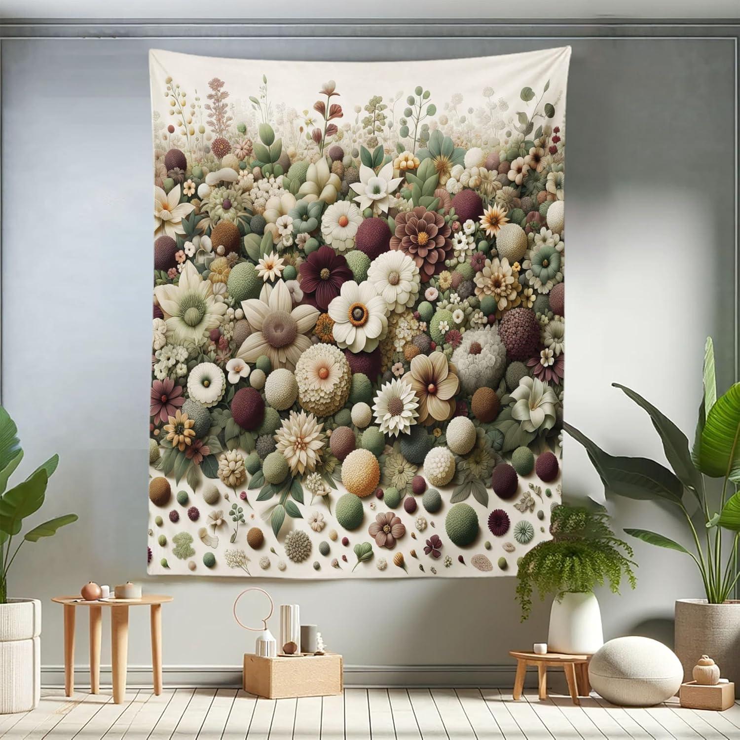 imageAmbesonne Rustic Tapestry Close Line of Poppy Petals Field Meadow Summer Holiday Sun Plant Floral Theme Wide Wall Hanging for Bedroom Living Room Dorm 60quot X 40quot Orange BrownPale Green Dried Rose