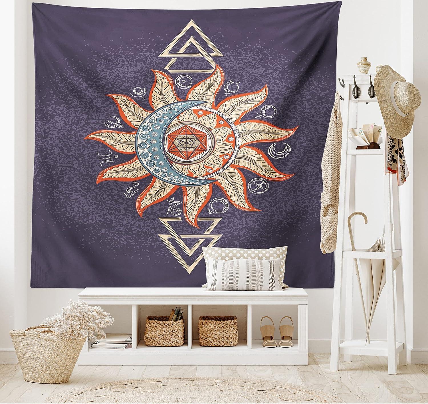 imageAmbesonne Rustic Tapestry Close Line of Poppy Petals Field Meadow Summer Holiday Sun Plant Floral Theme Wide Wall Hanging for Bedroom Living Room Dorm 60quot X 40quot Orange BrownMulticolor